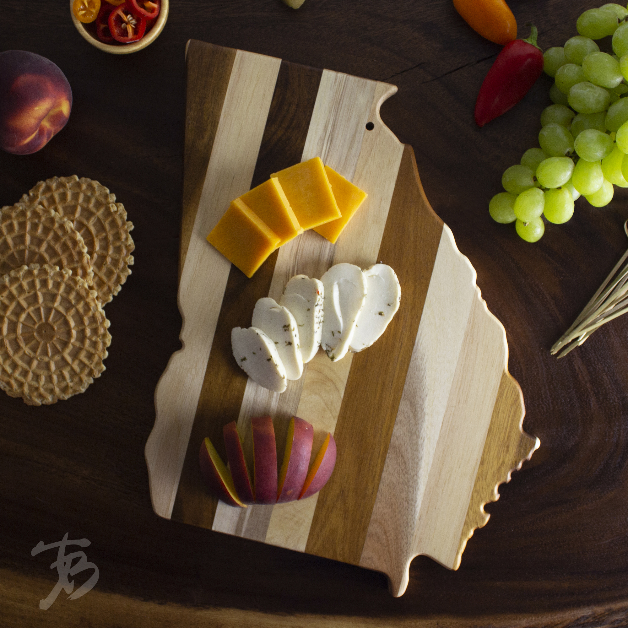 Rock & Branch® Shiplap Series Georgia State Shaped Wood Serving and Cutting Board 6
