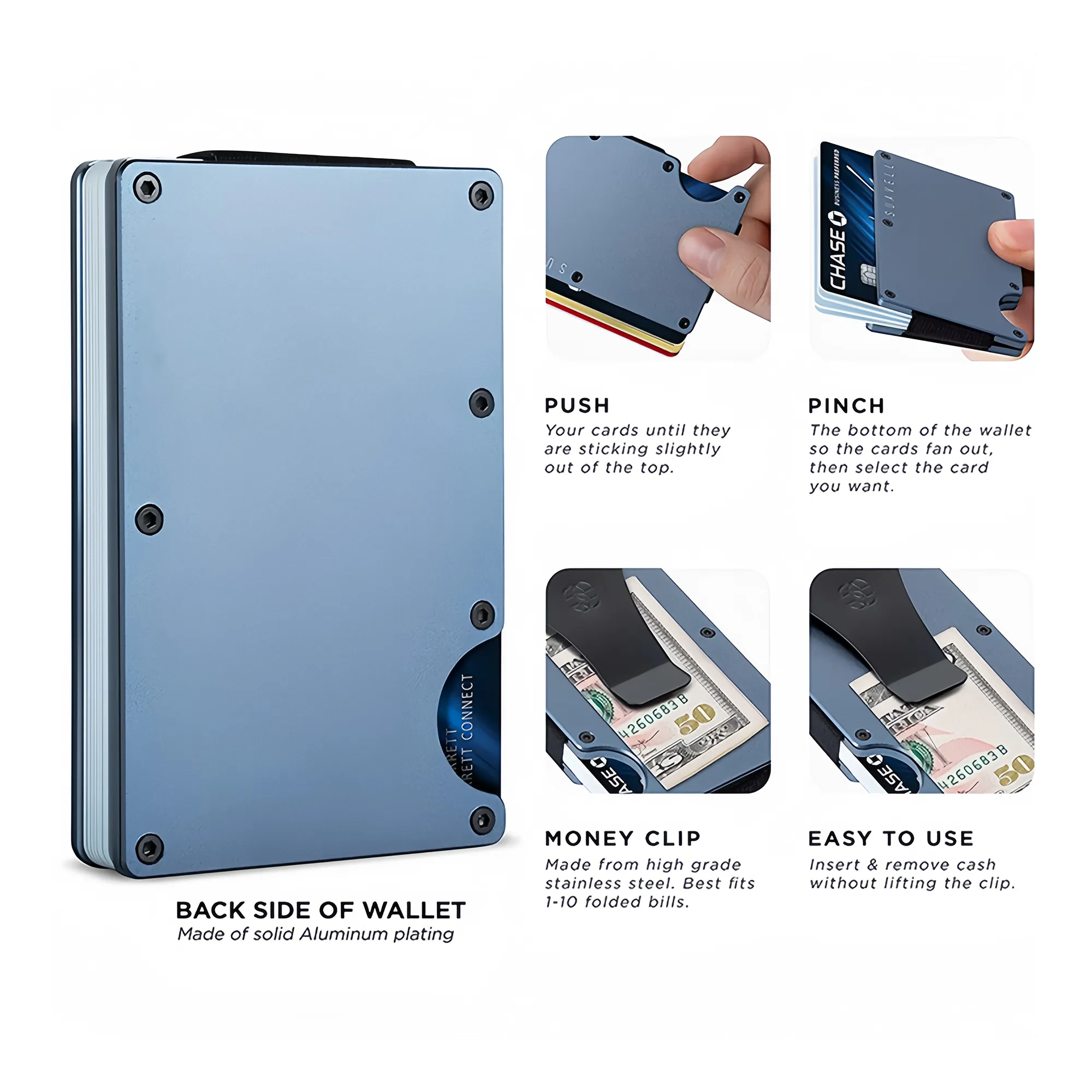 Aluminum Credit Card Holder RFID Blocking Wallet 4
