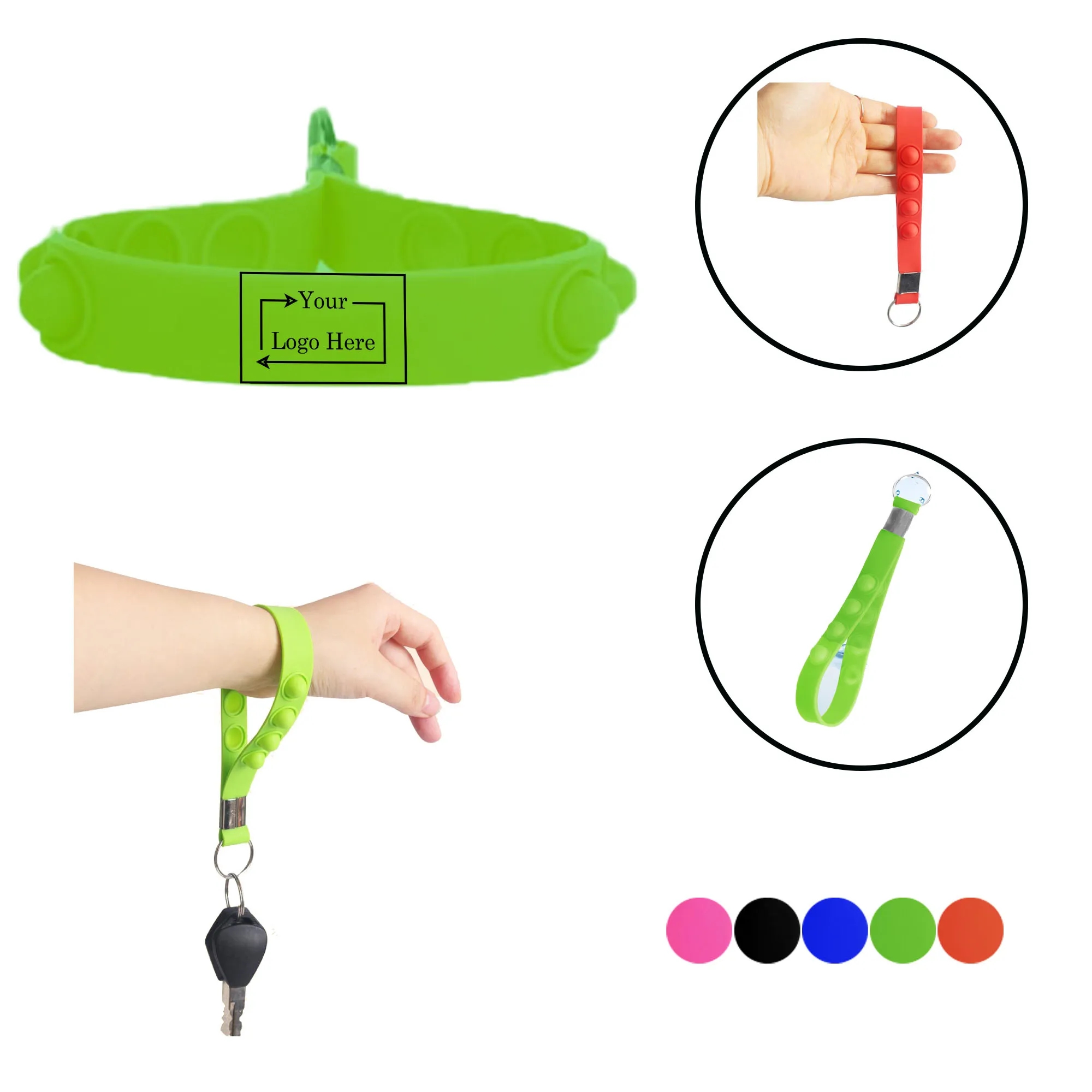 Silkscreen Silicone Push Pop Stress Reliever Keychain