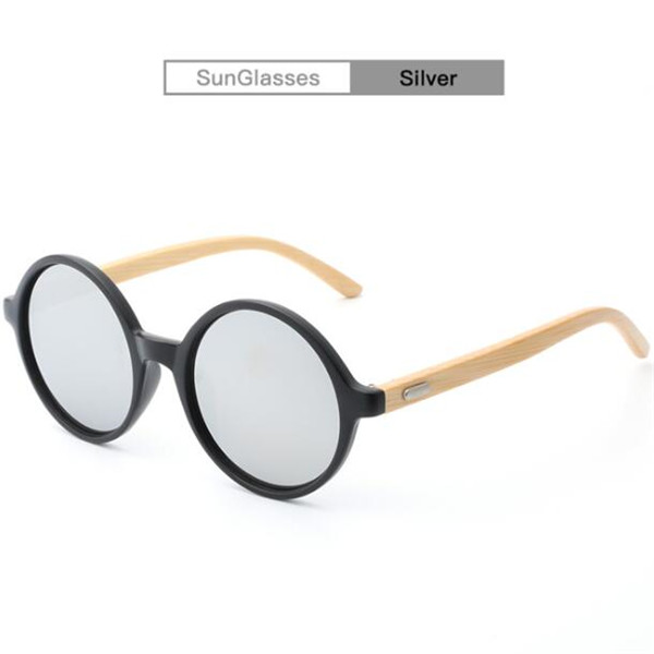 Bamboo Wood Arms Round Sunglasses 7