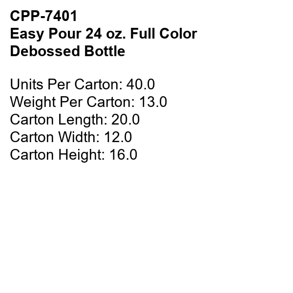 Easy Pour 24 oz. Full Color Debossed Bottle 11