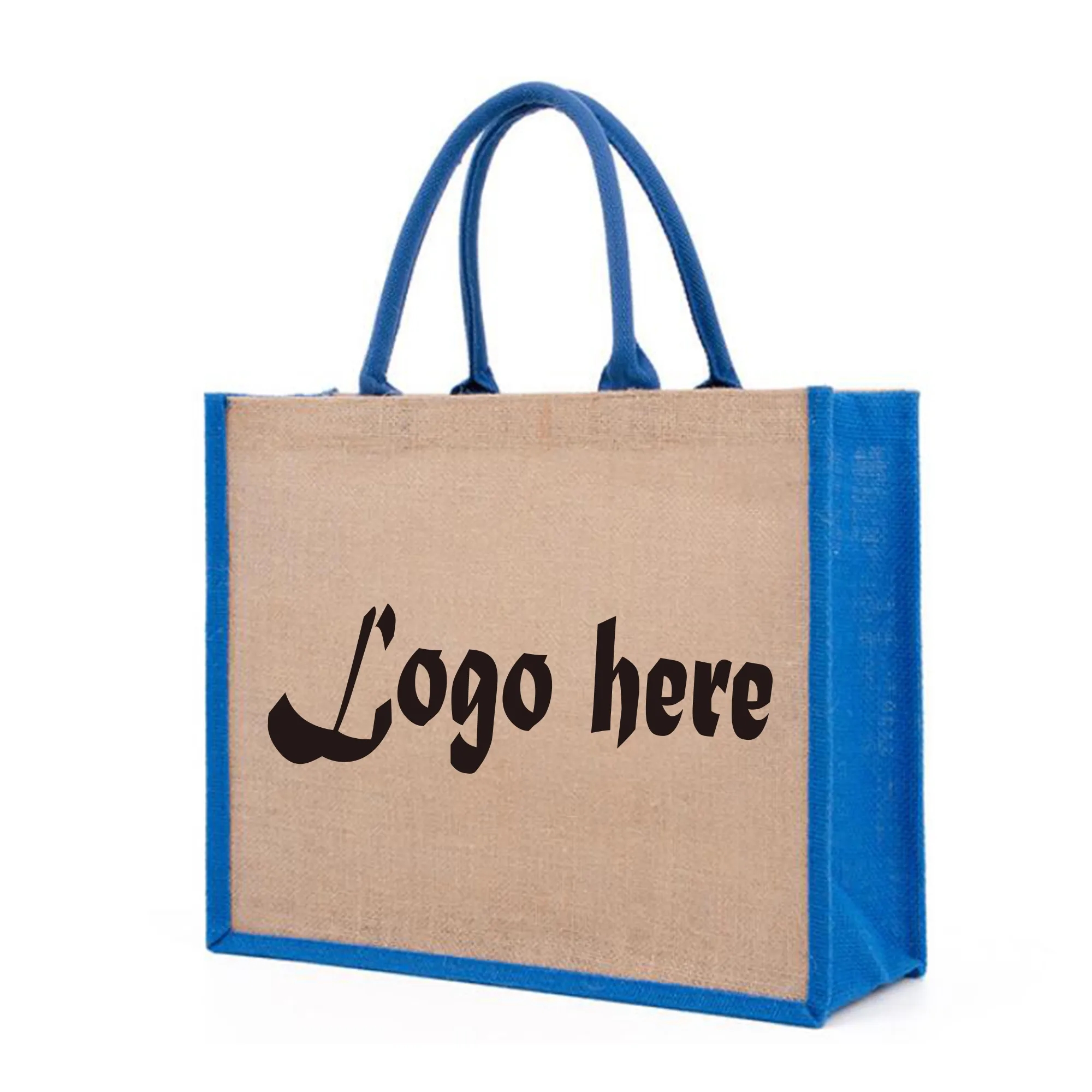 Colorful Jute Tote Bag, custom tote bag with logo imprint 2
