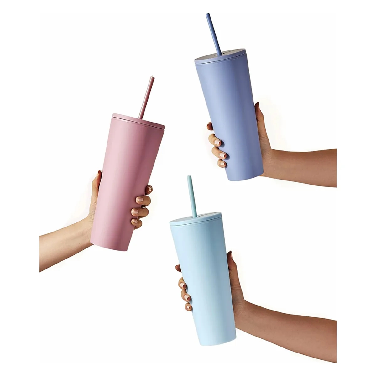 26OZ Plastic Tumbler Iced Cup With Straw 3