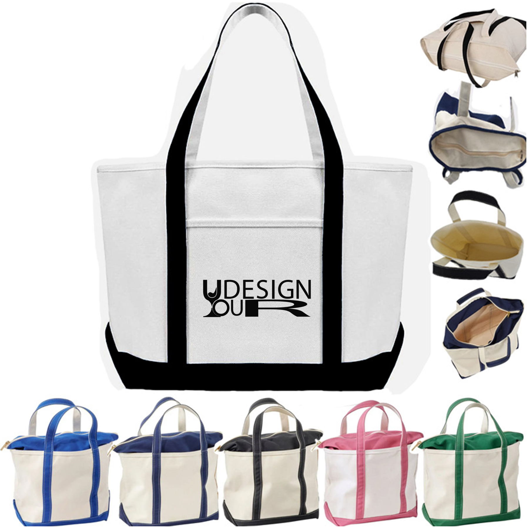 12 Oz Sea Breeze Canvas Boat Tote With Top Zipper 2