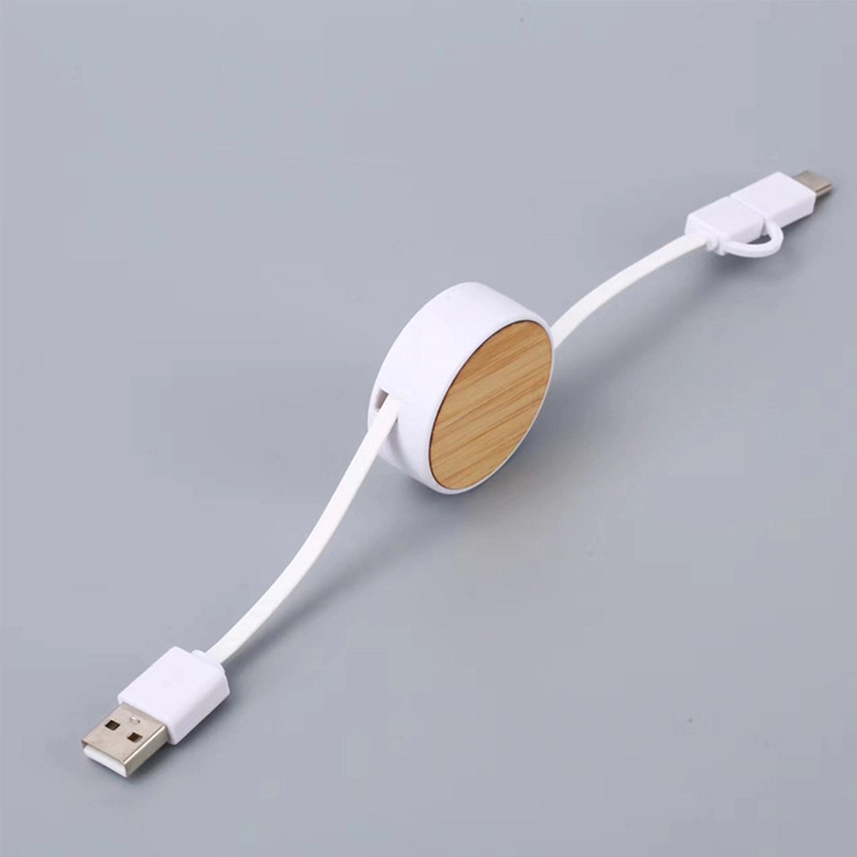 Custom 3-in-1 Advertising Bamboo Retractable Charging Cables 6