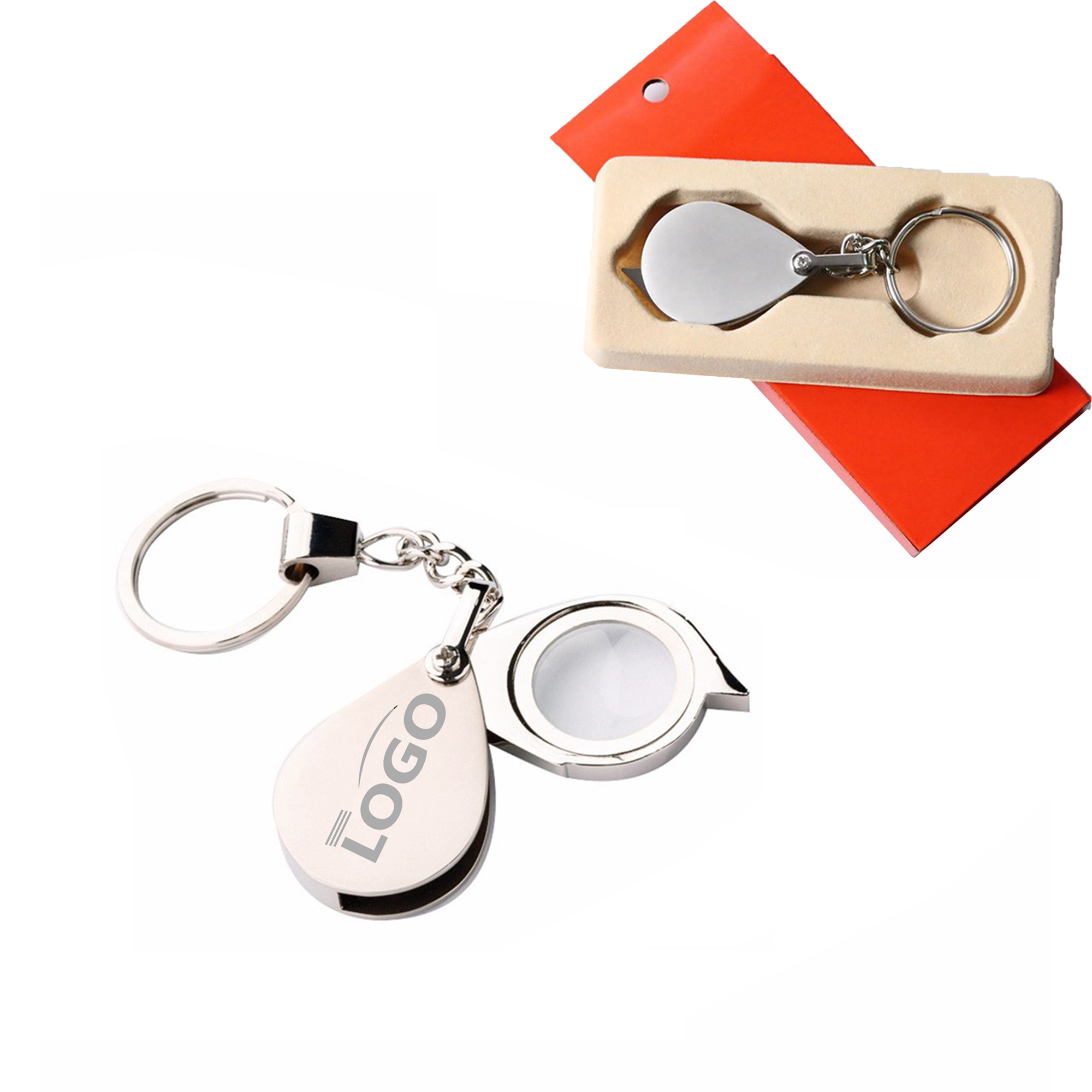 Portable Zinc Alloy 5x Magnifying Glass Keychain 1