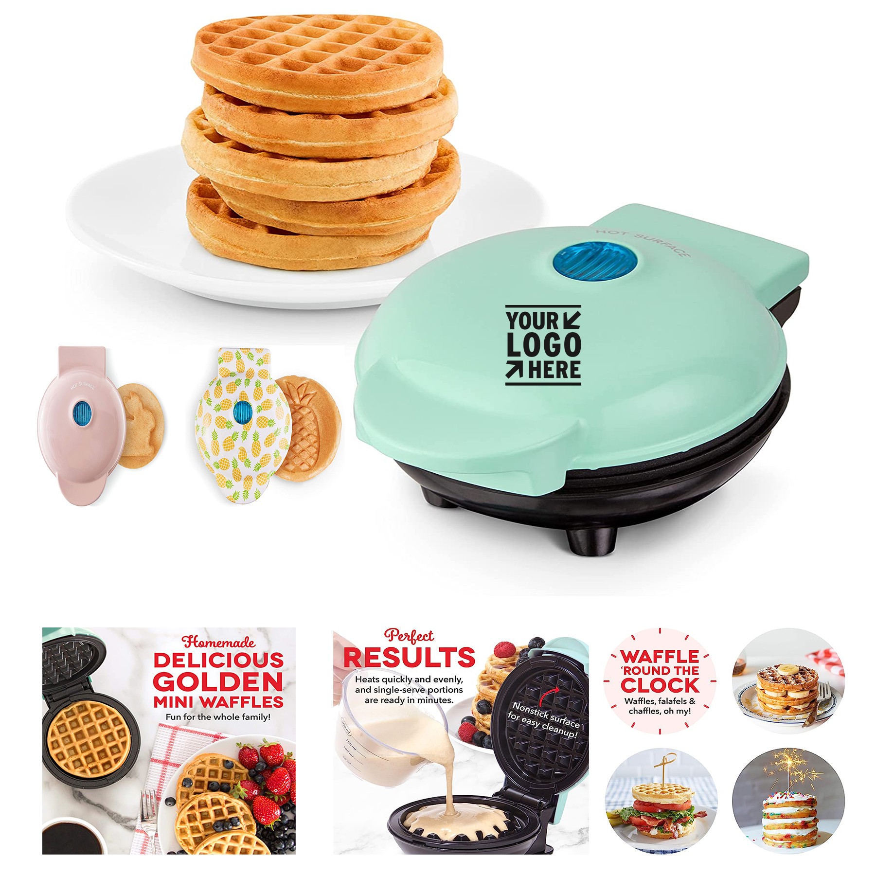 4 Inch Non-Stick Surfaces Mini Maker for Individual Waffles 3