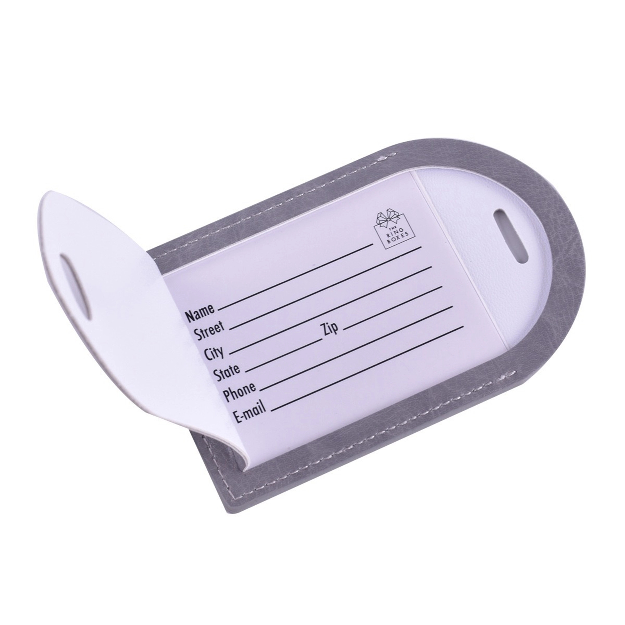 Leather Luggage Tags Travel Bag Labels with Name ID Card 7