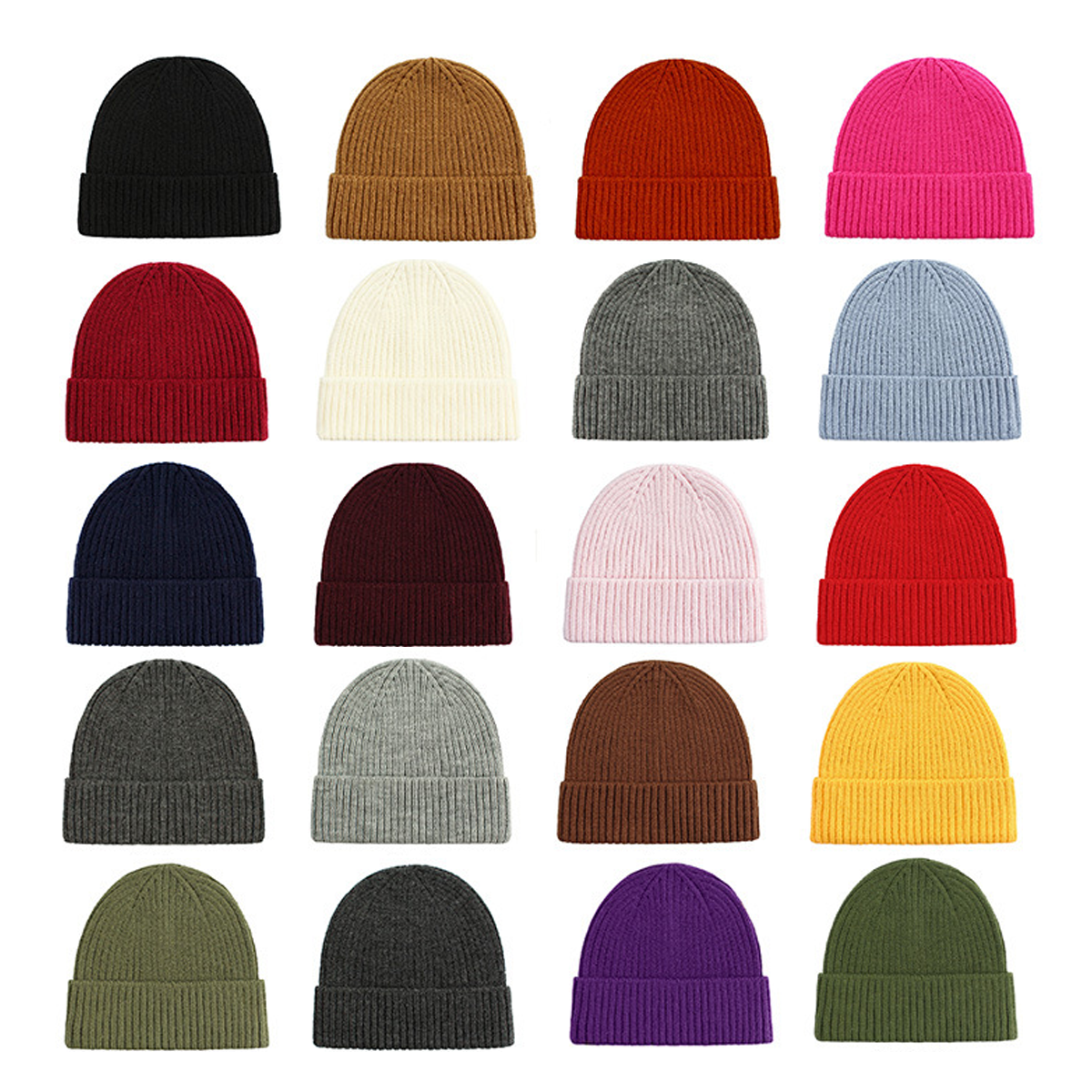 Embroidery Knit Roll Cuff Beanie Cap 4