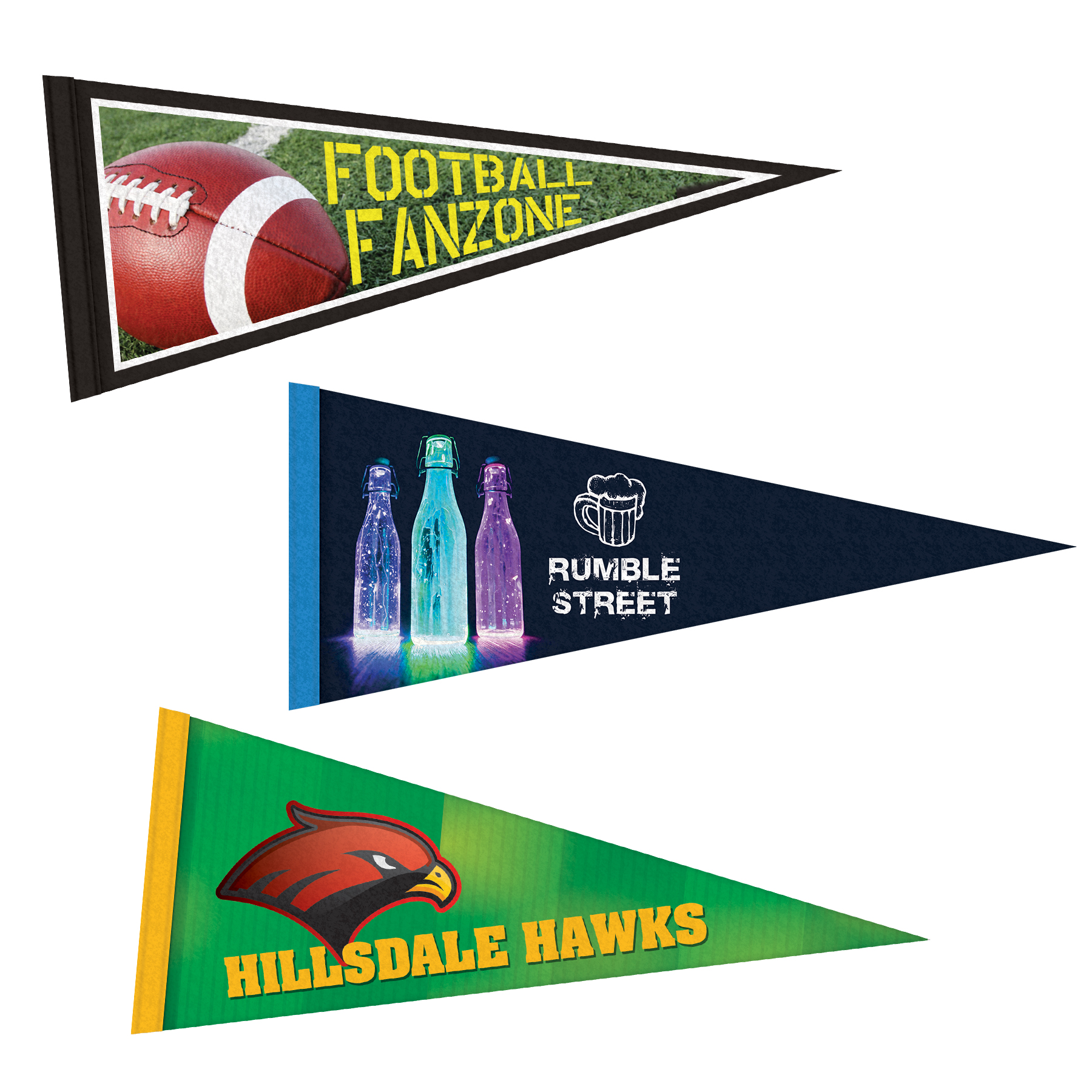 5" x 12" Digitally Printed Single Sided Custom Felt Pennant 2