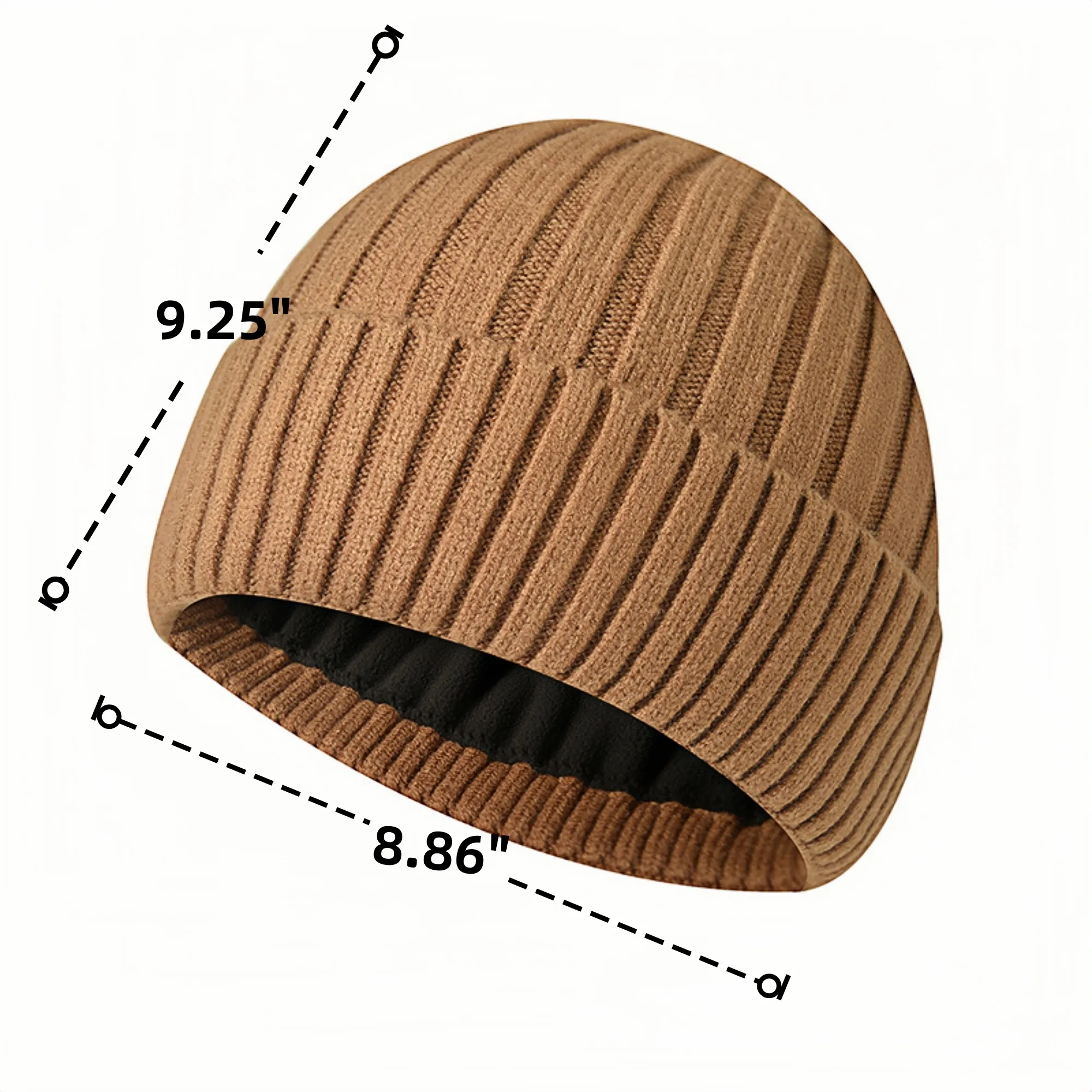 Fleece Lined Knitted Winter Earmuff Solid Wool Pullover Hat 5