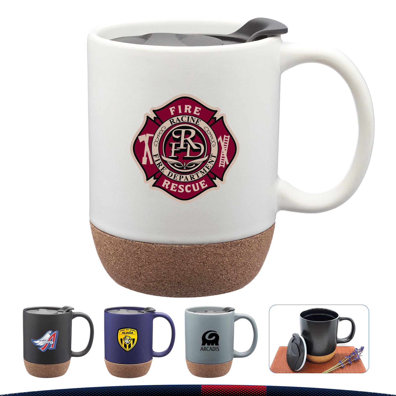 13 oz.Coffee Ceramic Mugs with Cork Bottom 6