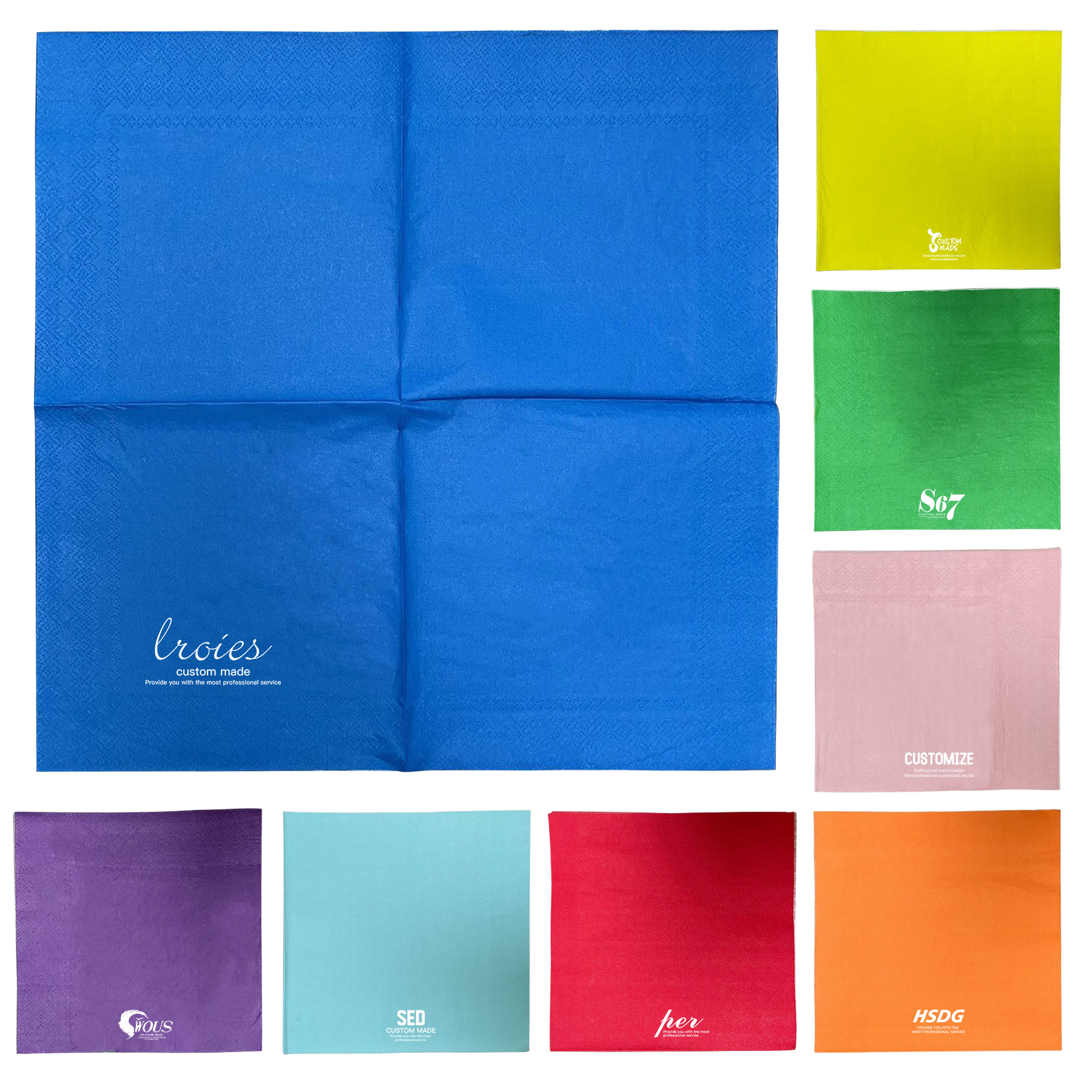 2 Ply 5'' Custom Colorful Cocktail Napkins 14
