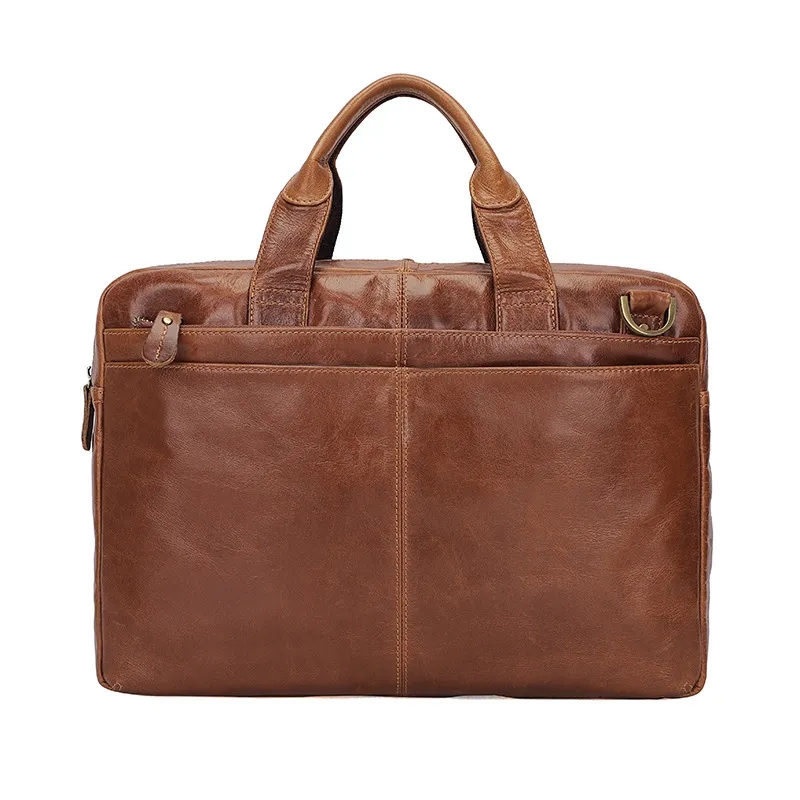 Custom Handmade Vintage Genuine Cowhide Briefcase For Men 1