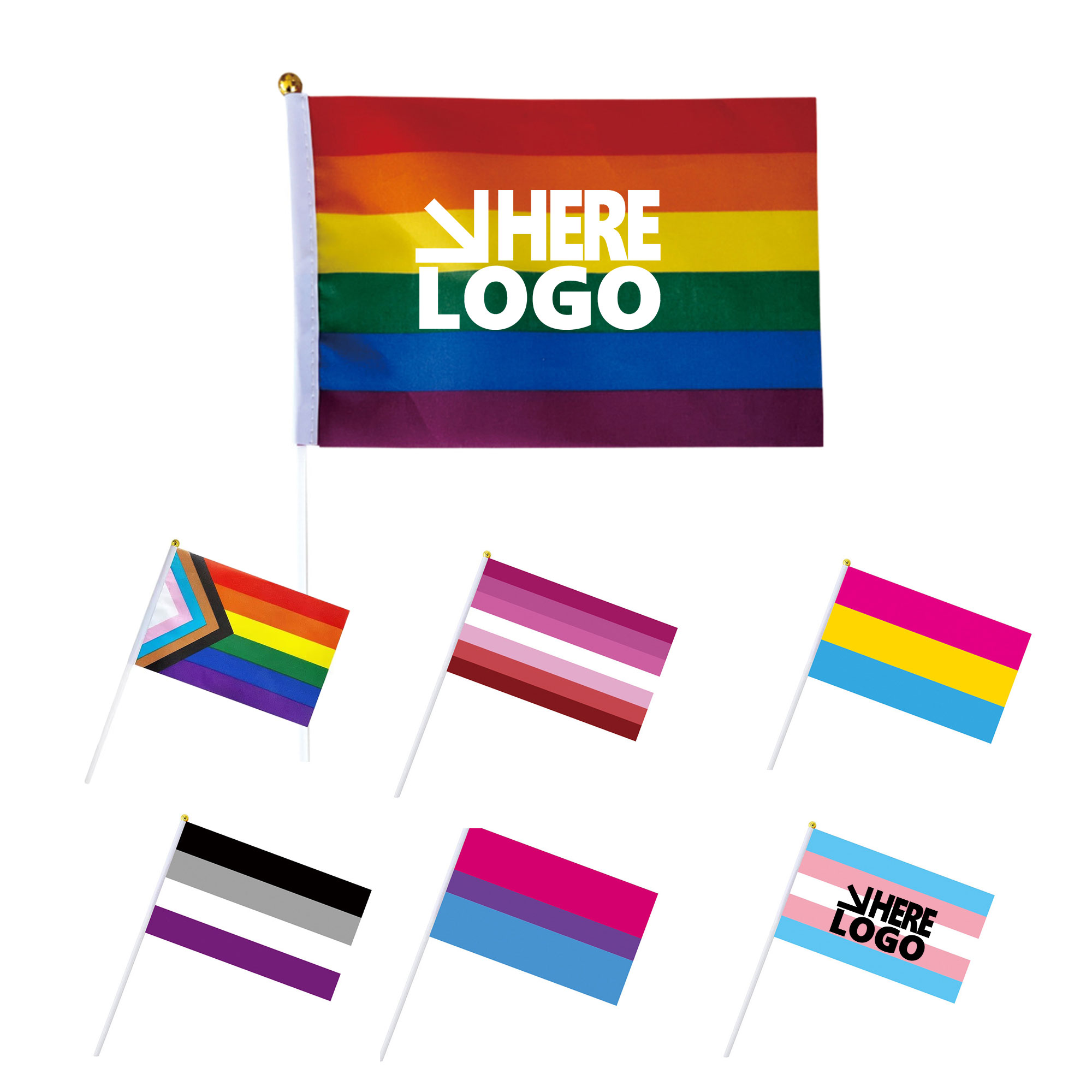 MOQ 20 Rainbow Hand Flag Pride Stick 2