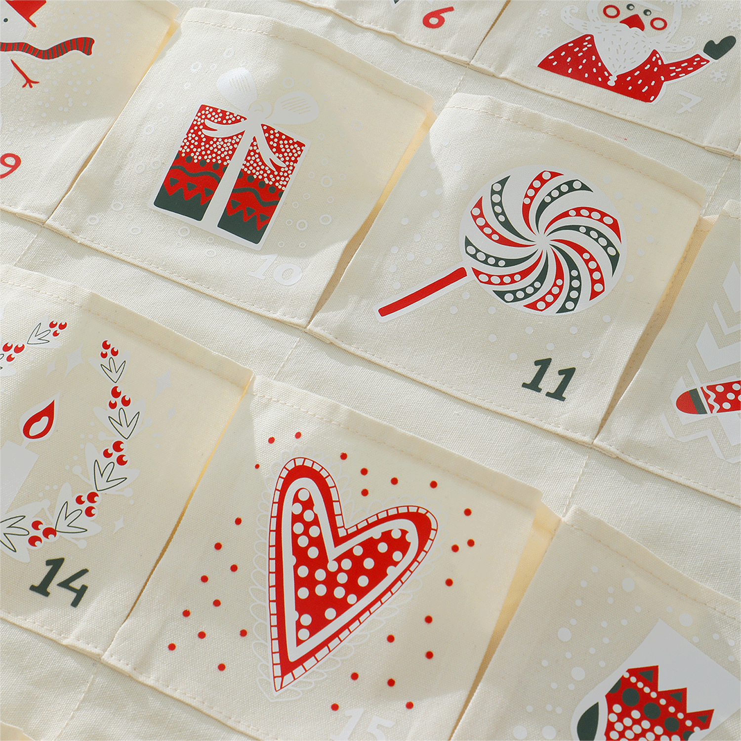 24 Pockets Christmas Advent Wall Hanging Calendar 8