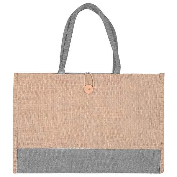 Color Block Jute Tote Bag, custom tote bag with logo imprint 6