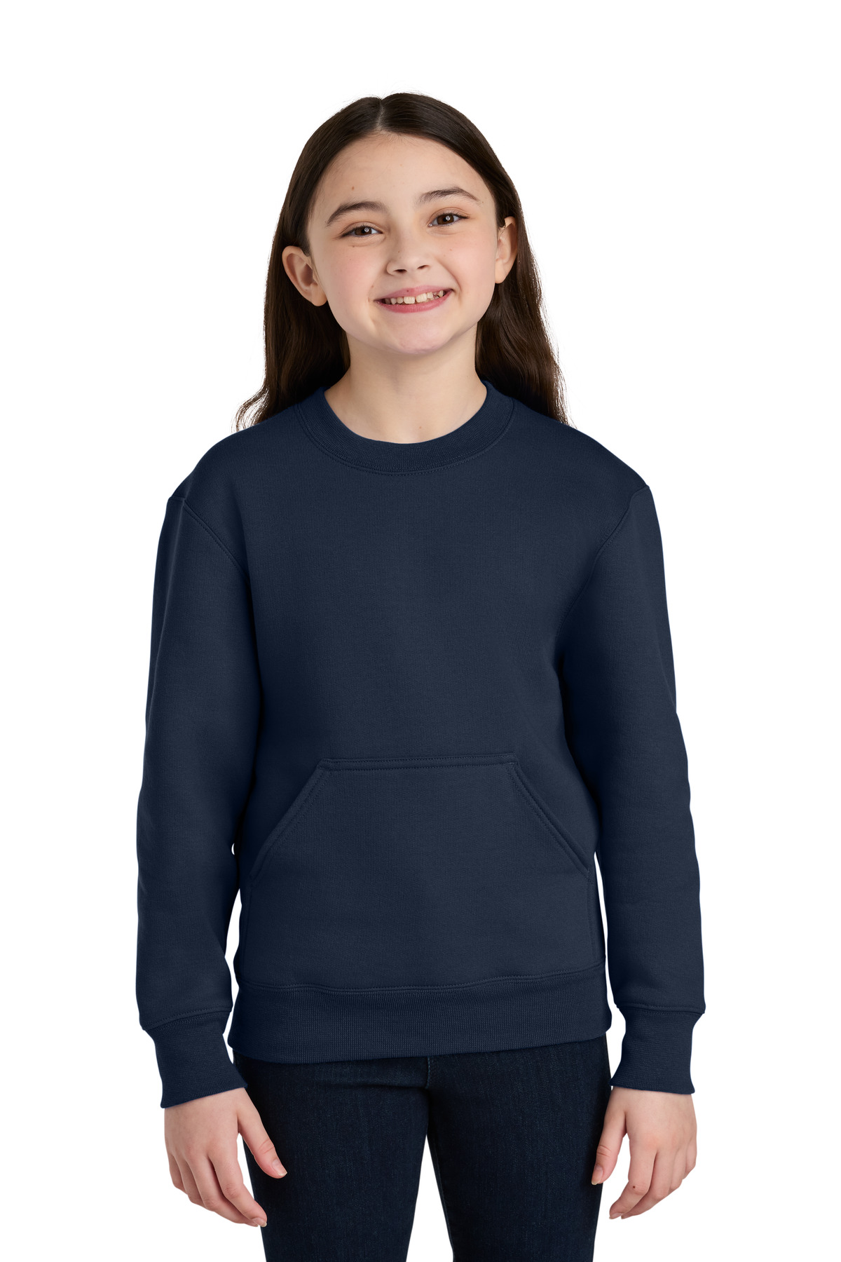 Port & Co Youth Core Fleece Crewneck Pocket Sweatshirt PC78YPKT 51