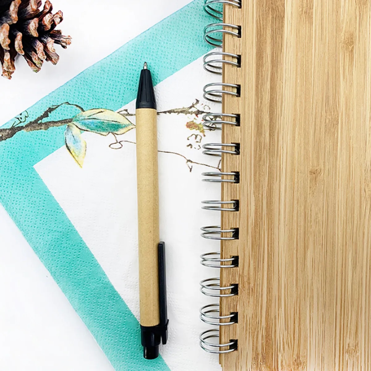 A5 Eco-Friendly Bamboo Notebook With Spiral Binding & Pen 2
