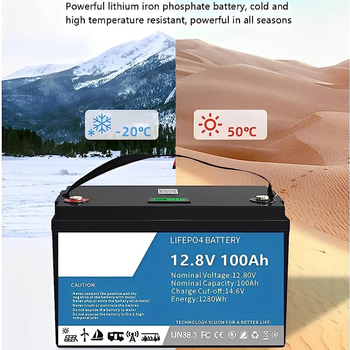 US STOCK -12V 100Ah LiFePO4 Battery 2