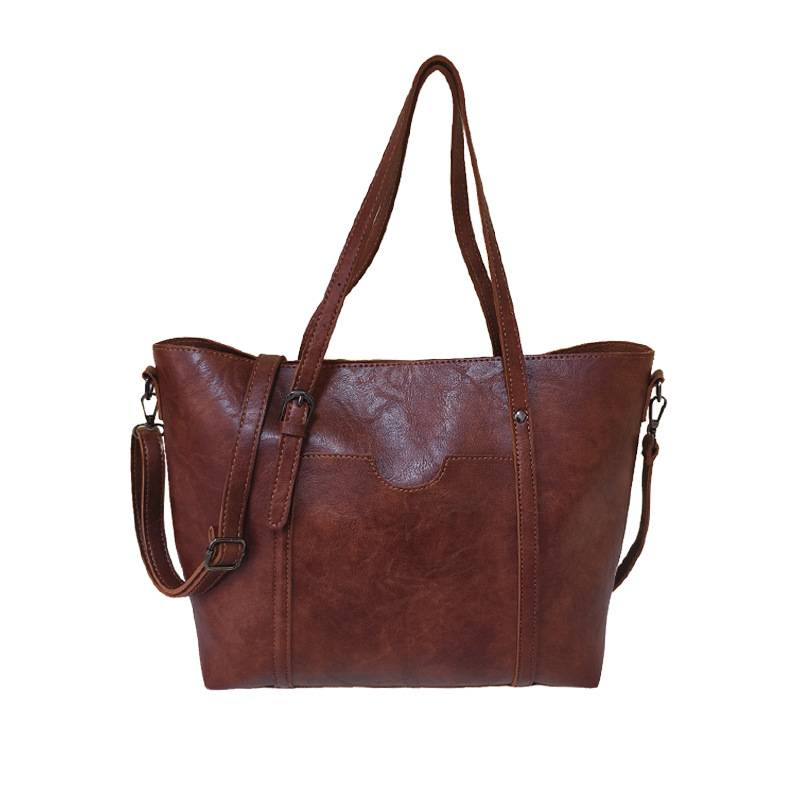 Large-Capacity Vintage Pu Leather Tote Bag 5