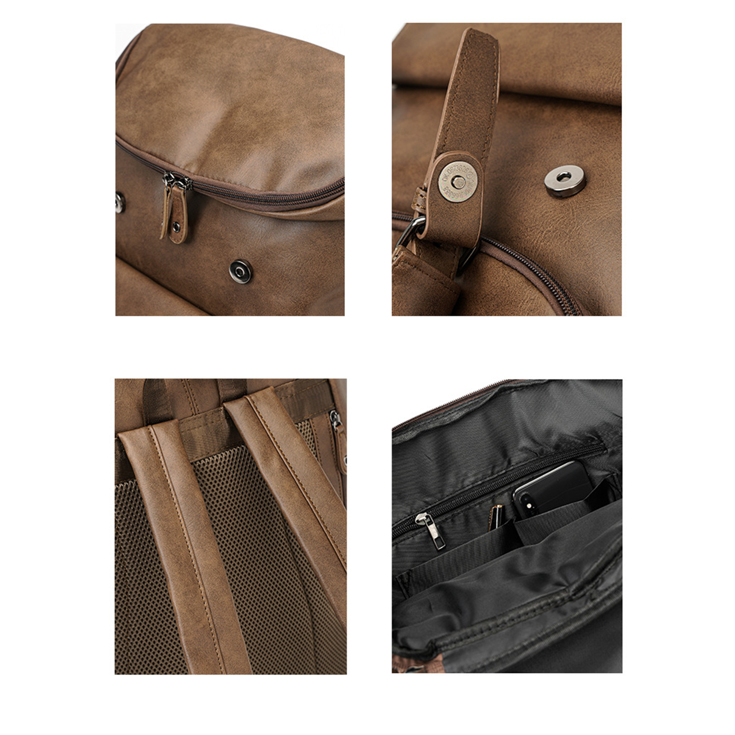 Large Capacity Pu Leather Laptop Backpack 4