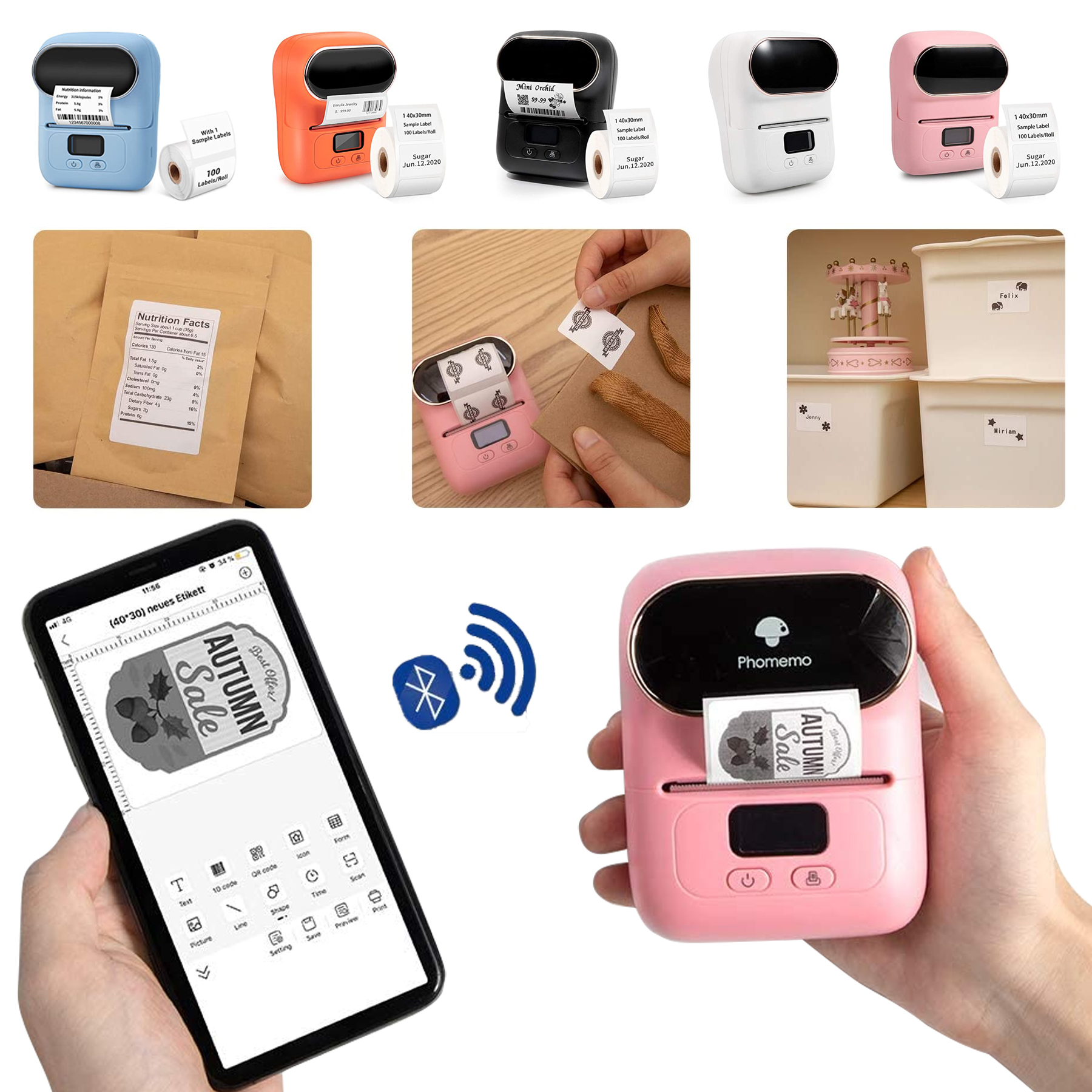 Portable Bluetooth Thermal Label Maker Printer 1