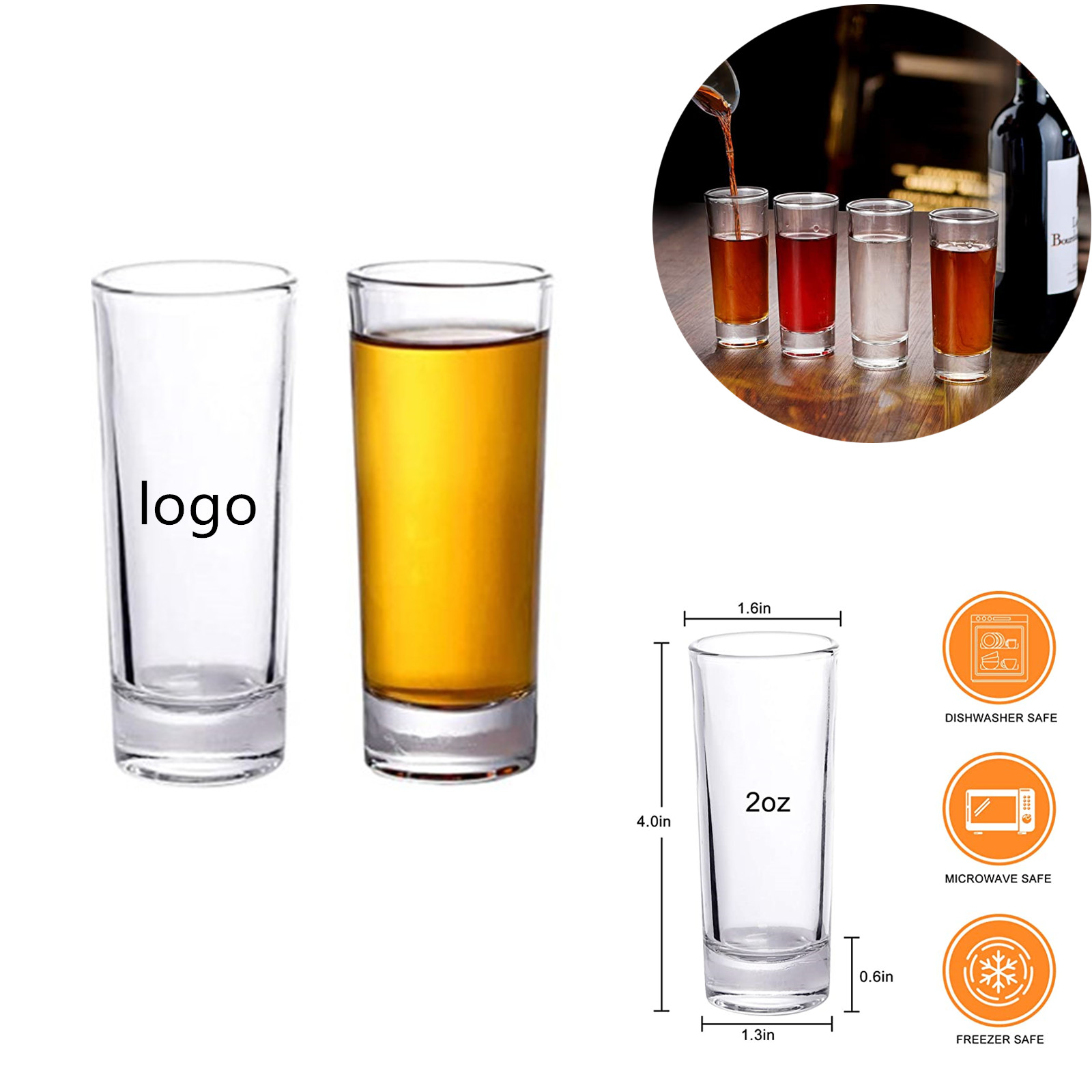 2 Oz Clear Tall Shot Glass with Heavy Base 2