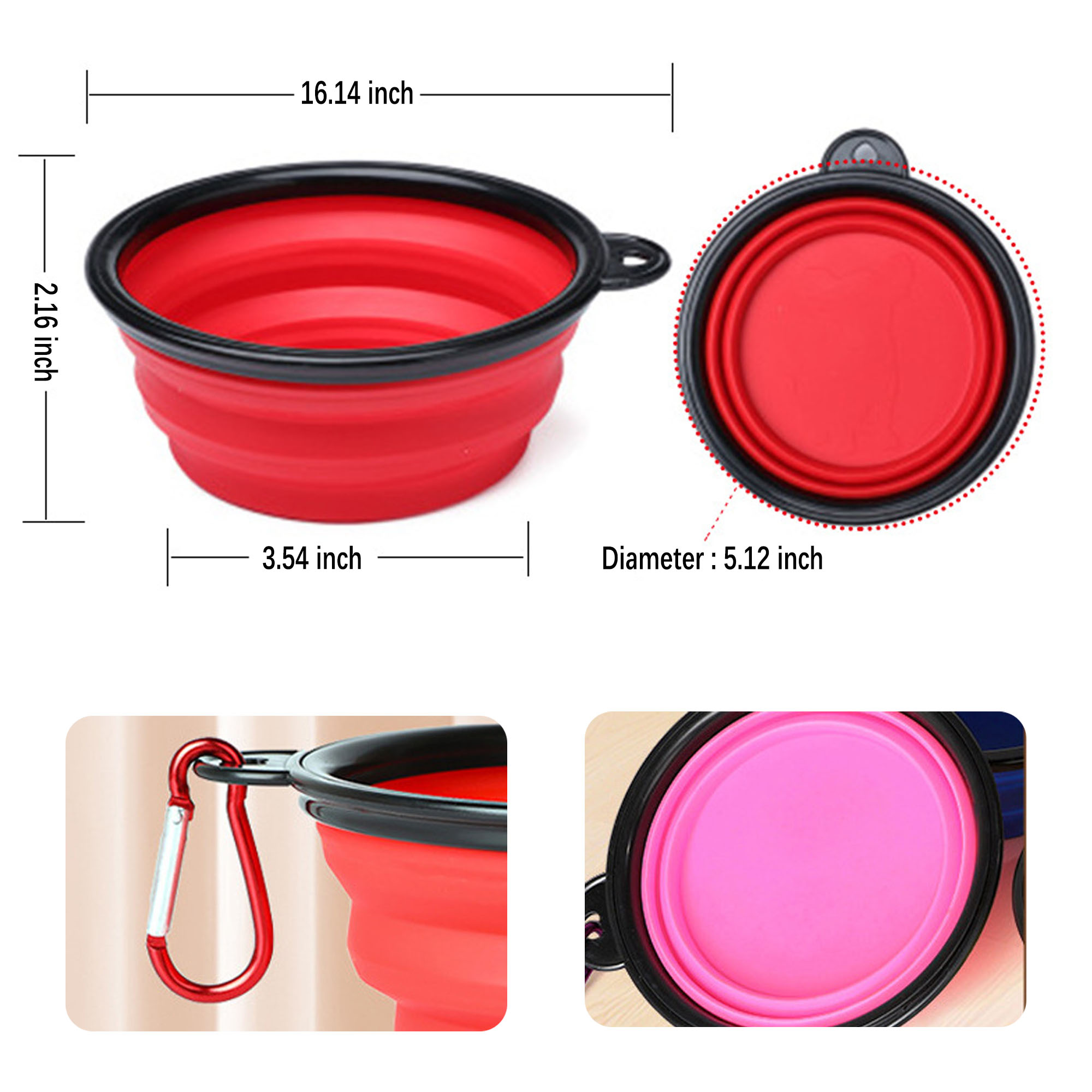 Collapsible Pet Bowl With Carabiner Hook 3