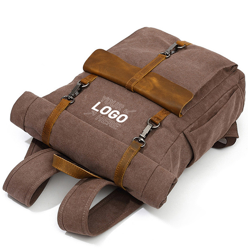 Vintage Travel Canvas Leather Backpack 8