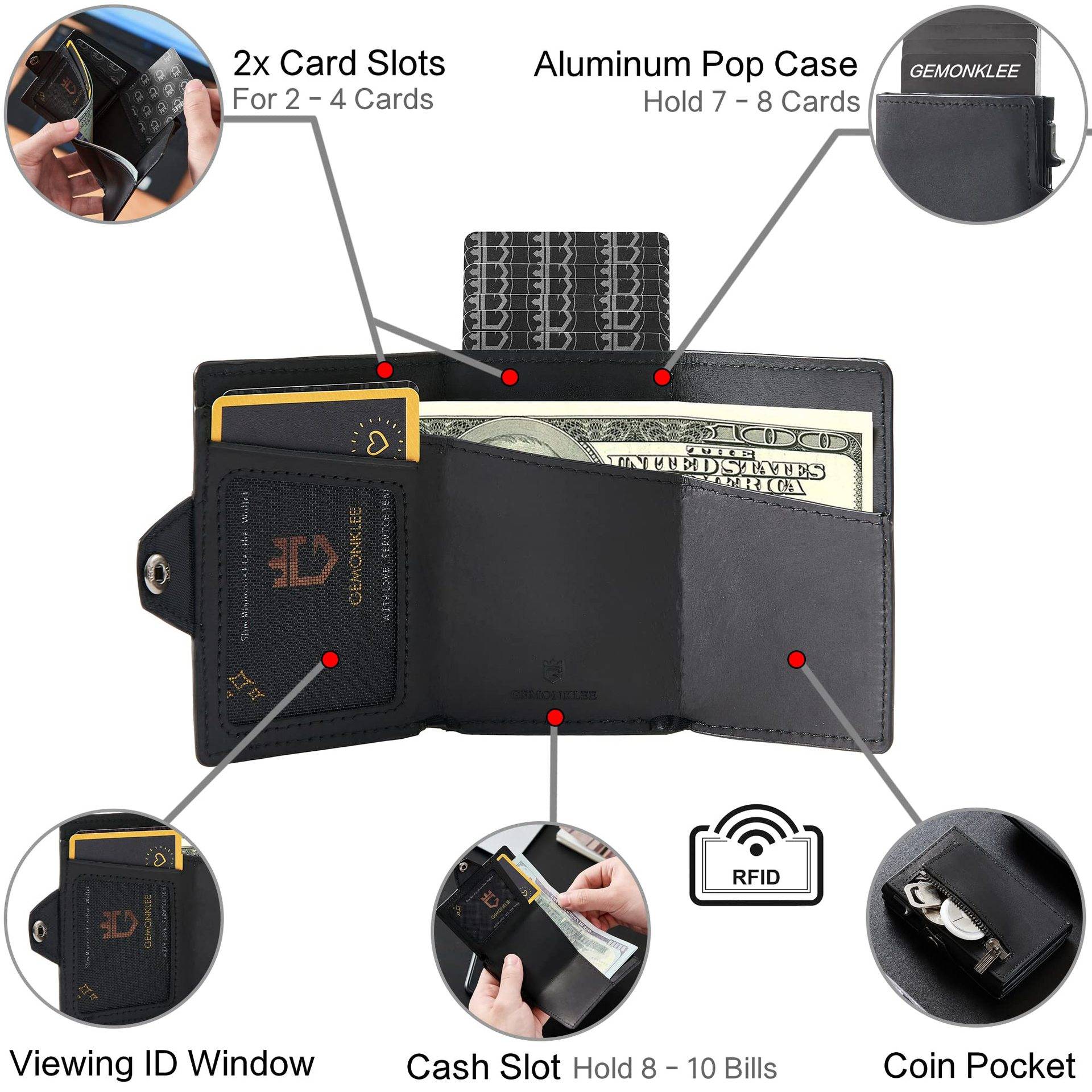 Genuine leather Mens Wallet Tag Anti-theft Card Case 7