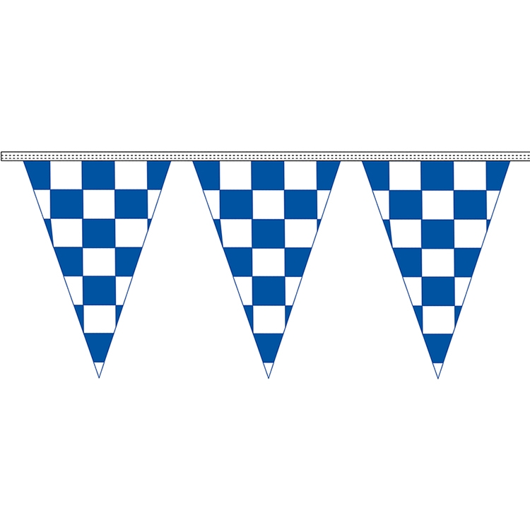 12" x 18" Blue & White Checkered 4 mil. 100' Pennant Strings 2