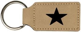 Light Brown Rectangle Leatherette Keychain 2