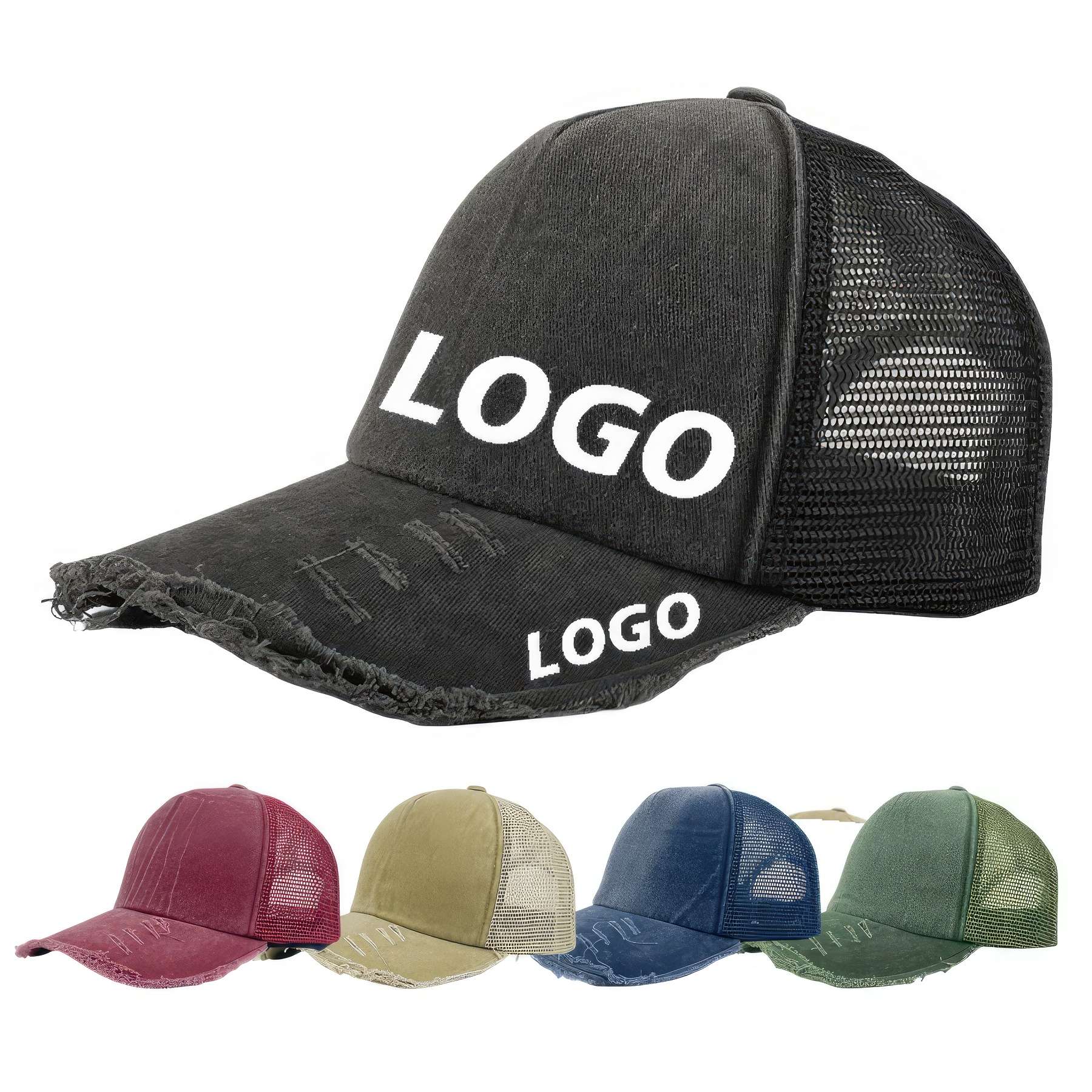 Custom Adjustable Washed Mesh Back Trucker Hat 1