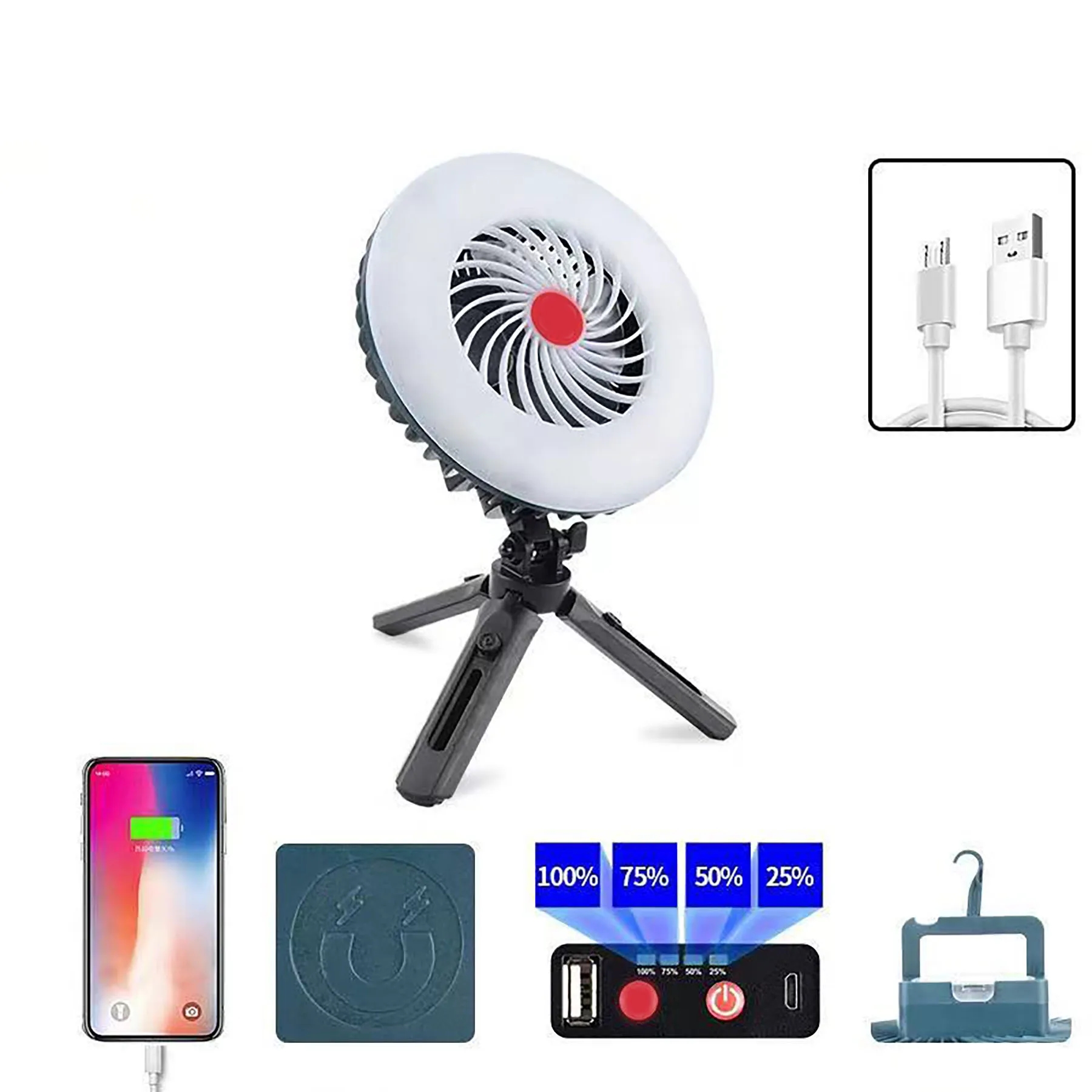 Portable Camping Fan with LED Lantern 5