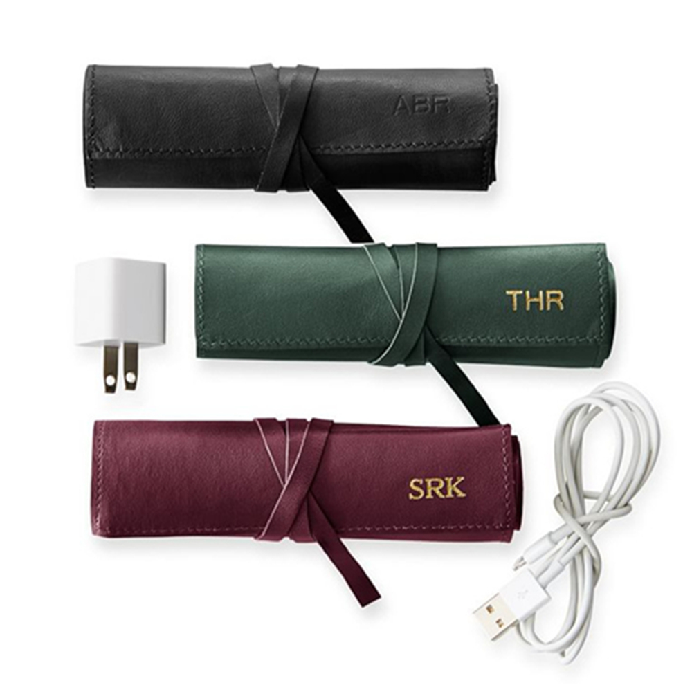 PU Leather Organizer Cable Roll Bag 4