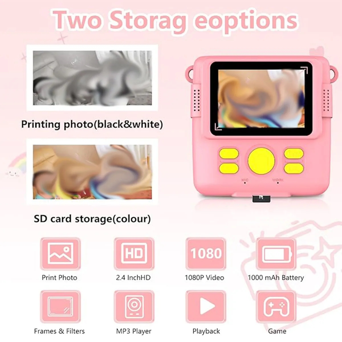 Instant Photo Print Camera for Kids with Thermal Paper 4