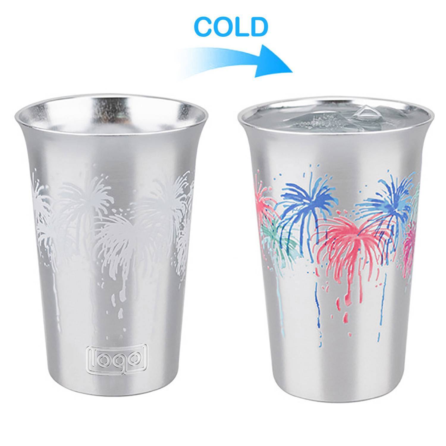 5oz Color-Changing Aluminum Cold Drink Cup - Firework Design 2