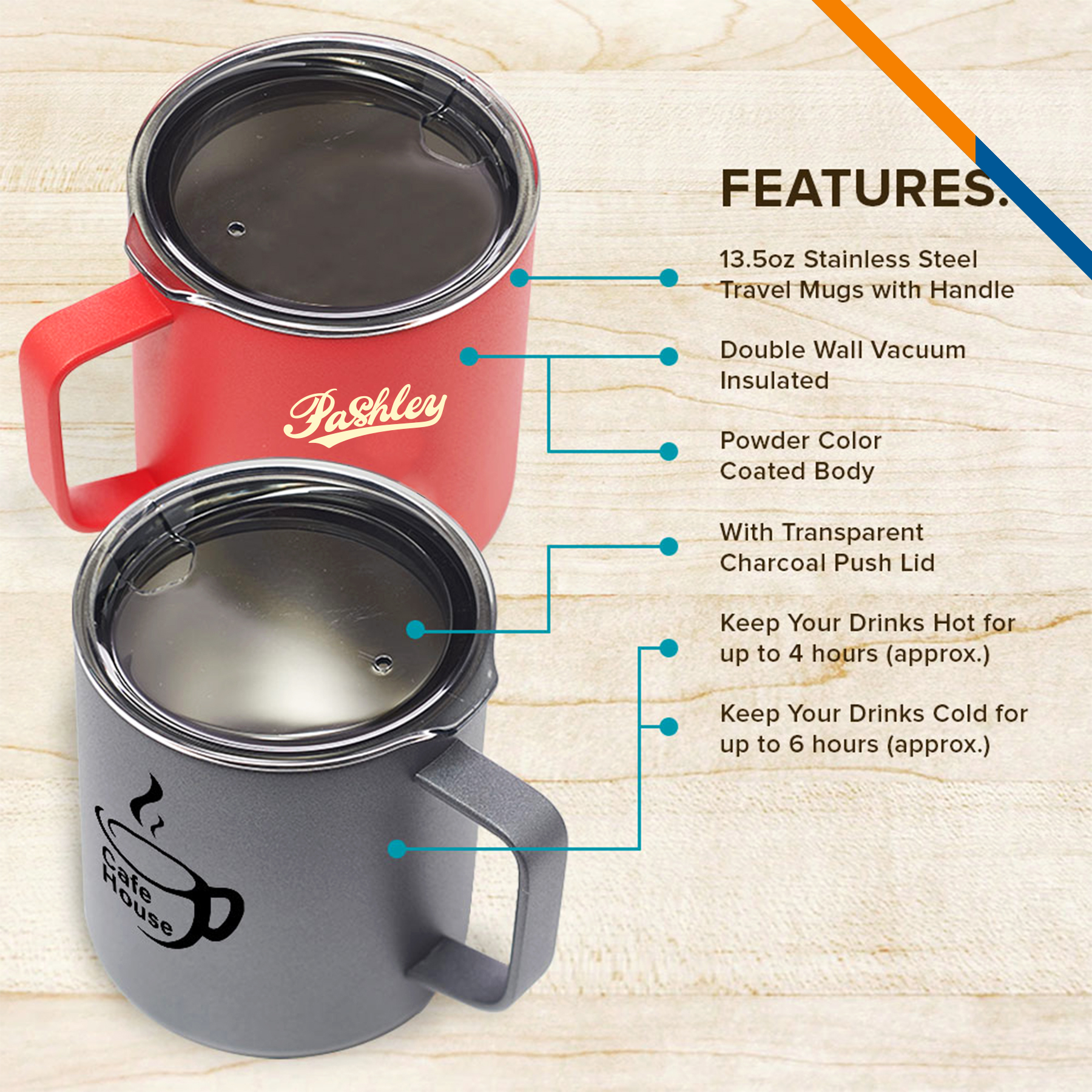 Andit Stainless Steel Travel Mug - 13.5 OZ. 2