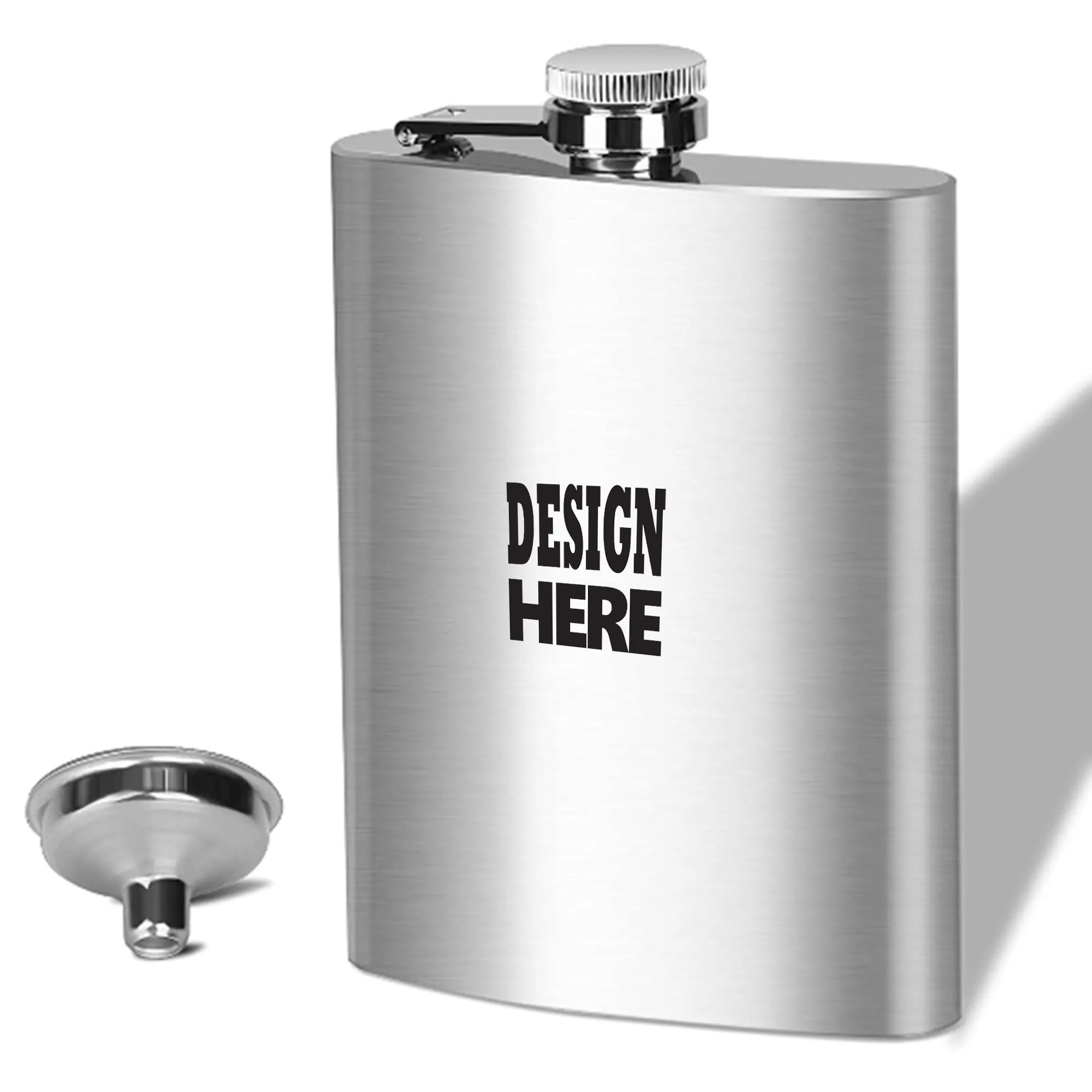 8 Oz Flask Stainless Steel with Funnel, custom water bottle with logo imprint 2