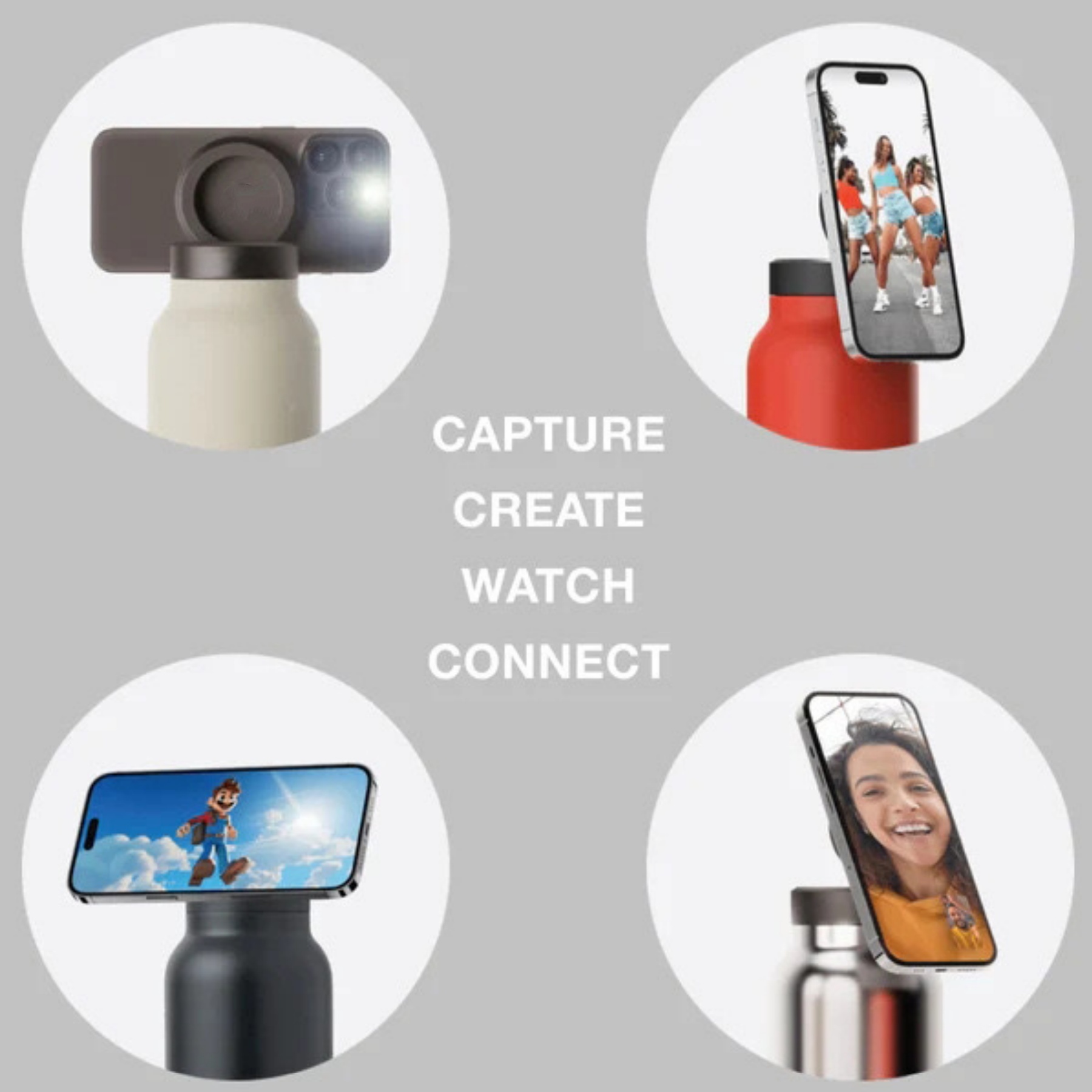 24 oz Magnetic Insulated Water Bottle With Rotating Magnetic Phone Holder 1