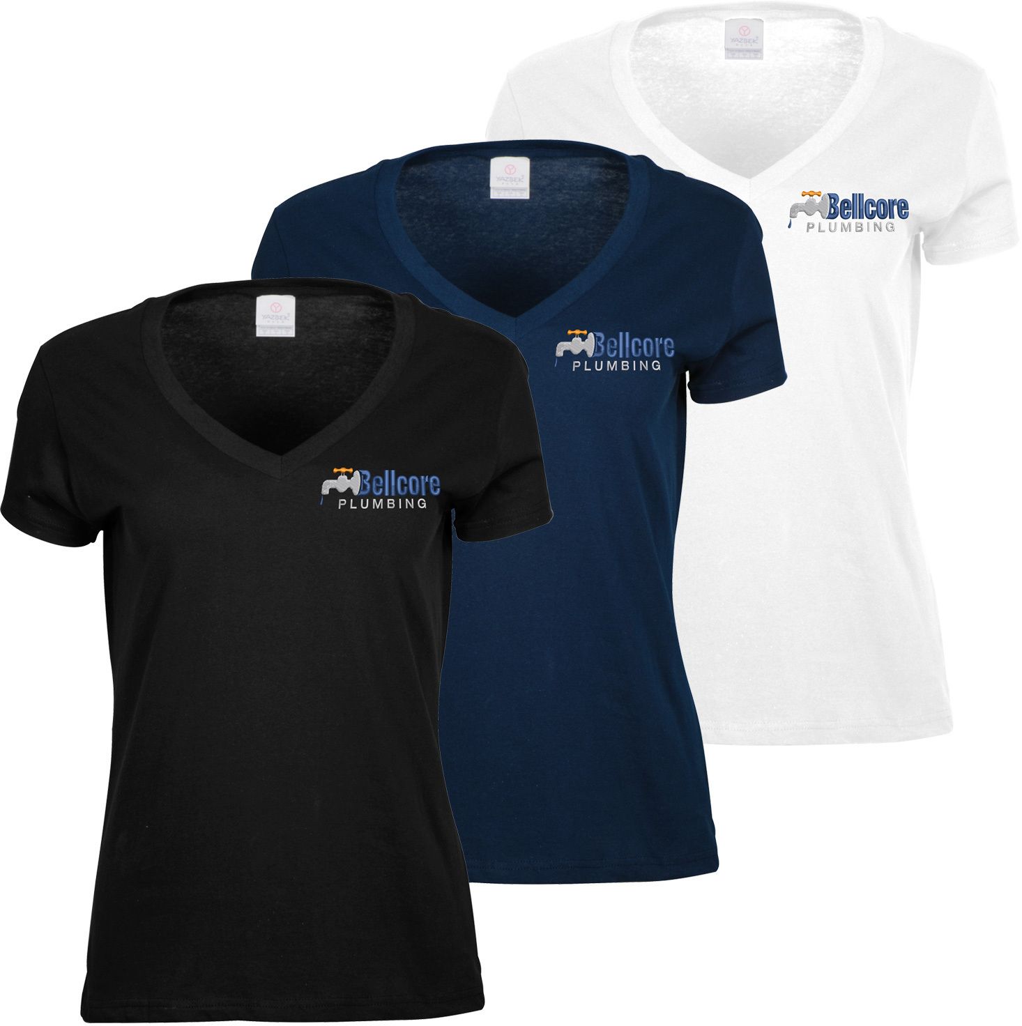 LADIES V-NECK T-SHIRT EMBROIDERED 9