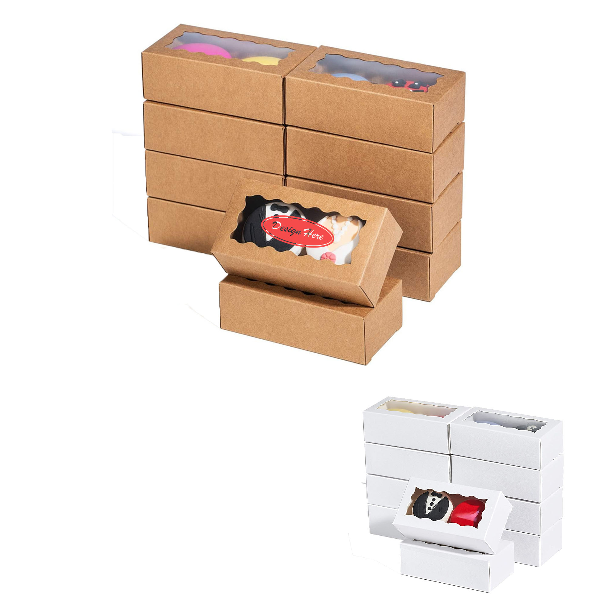 Kraft paper box for 2 macarons 1