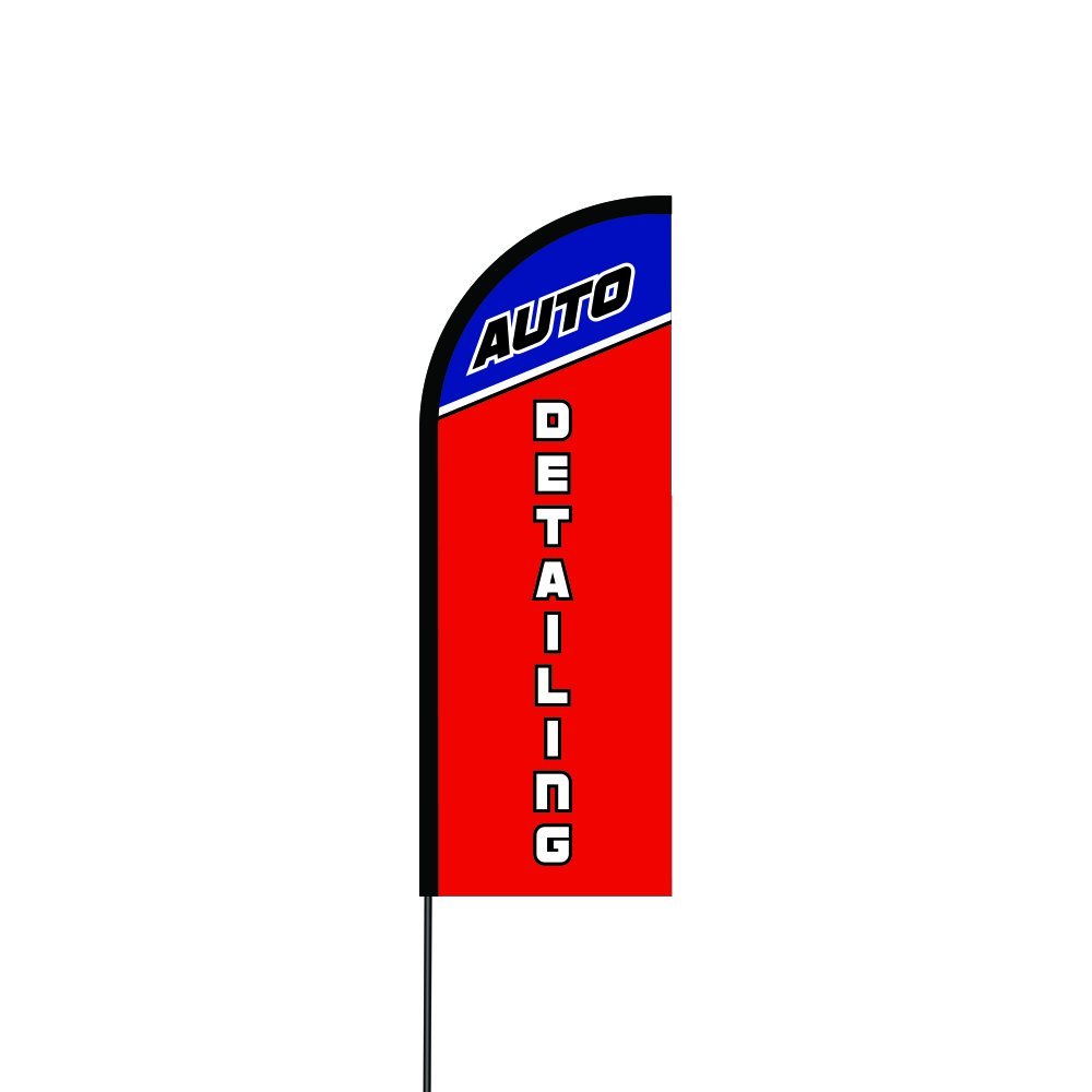 Auto Detailing Flag Kit 14' Feet Feather Flag Sign Outdoor Banner 1
