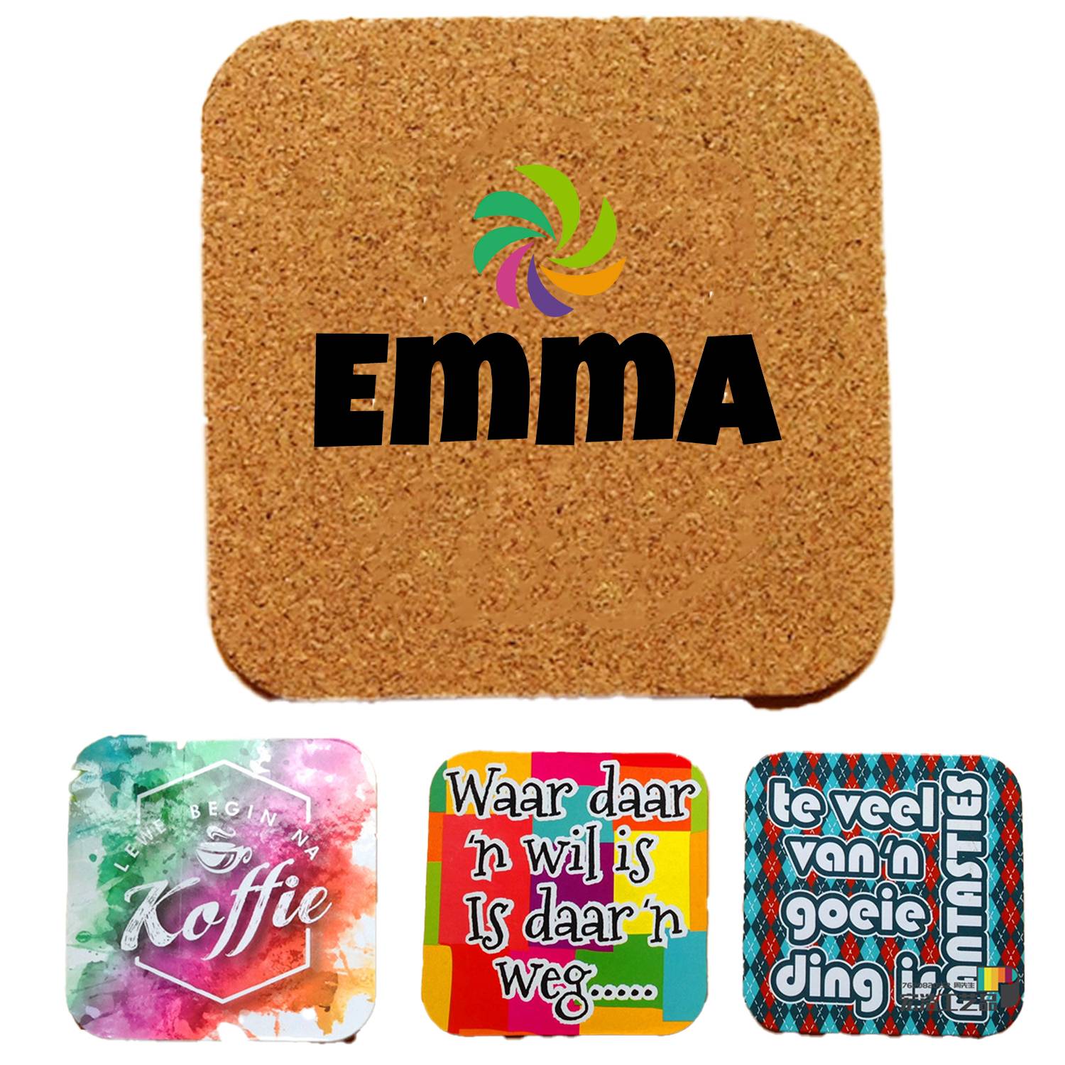 Custom Square Absorbent Cork Coasters 1