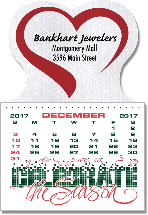 Designer Shaped Kwik-Stik 6 Mil Smooth Vinyl Calendar w/ Heart Top 1