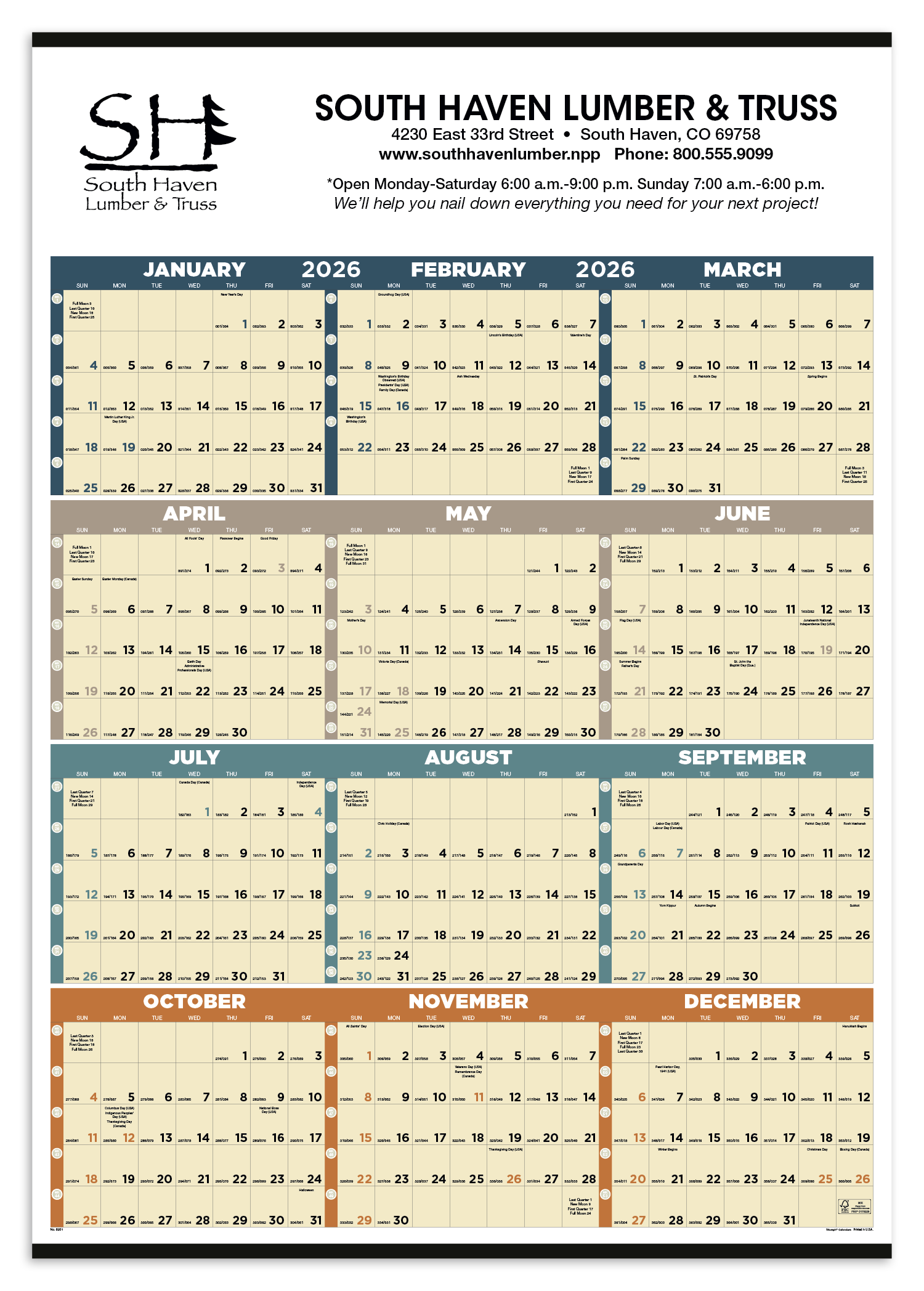 Triumph® Calendars Time Management Span-A-Year (Non-Laminated) Calendar 4