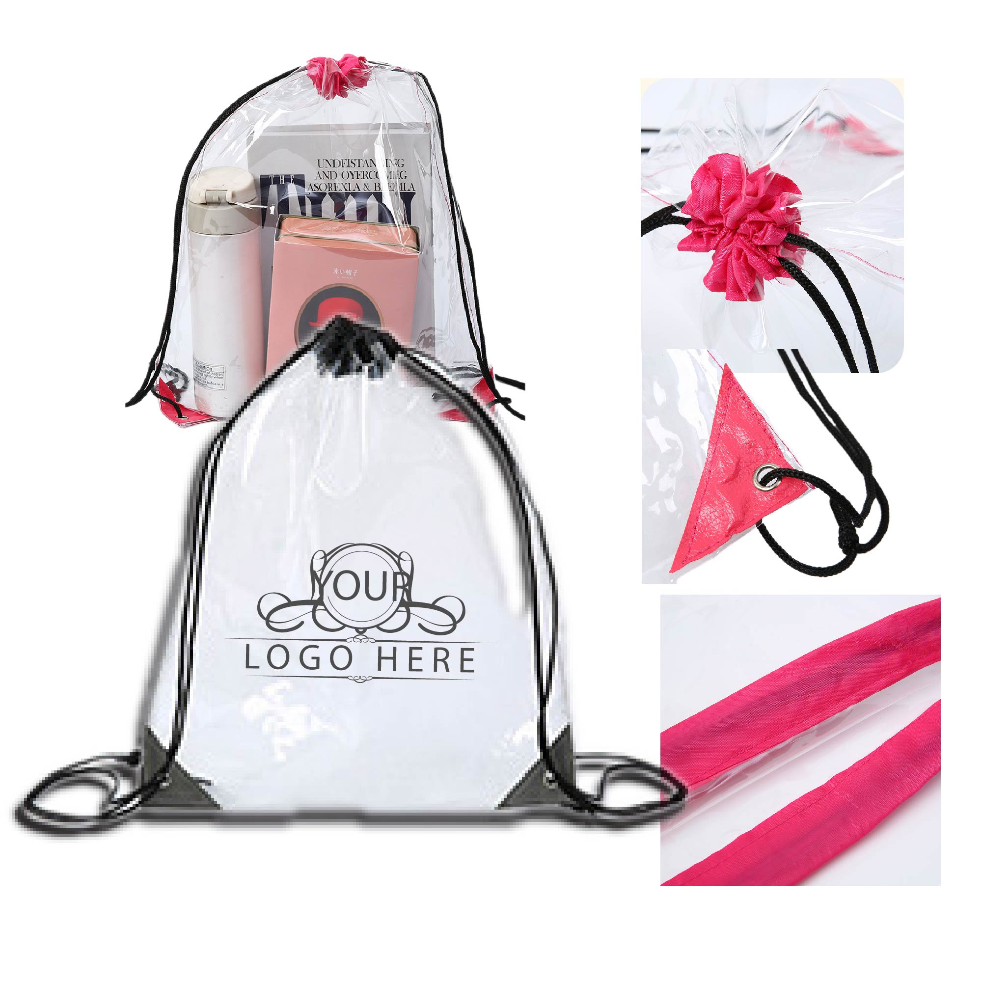 Clear Cinch Up Bag Drawstring Plastic Backpacks 2