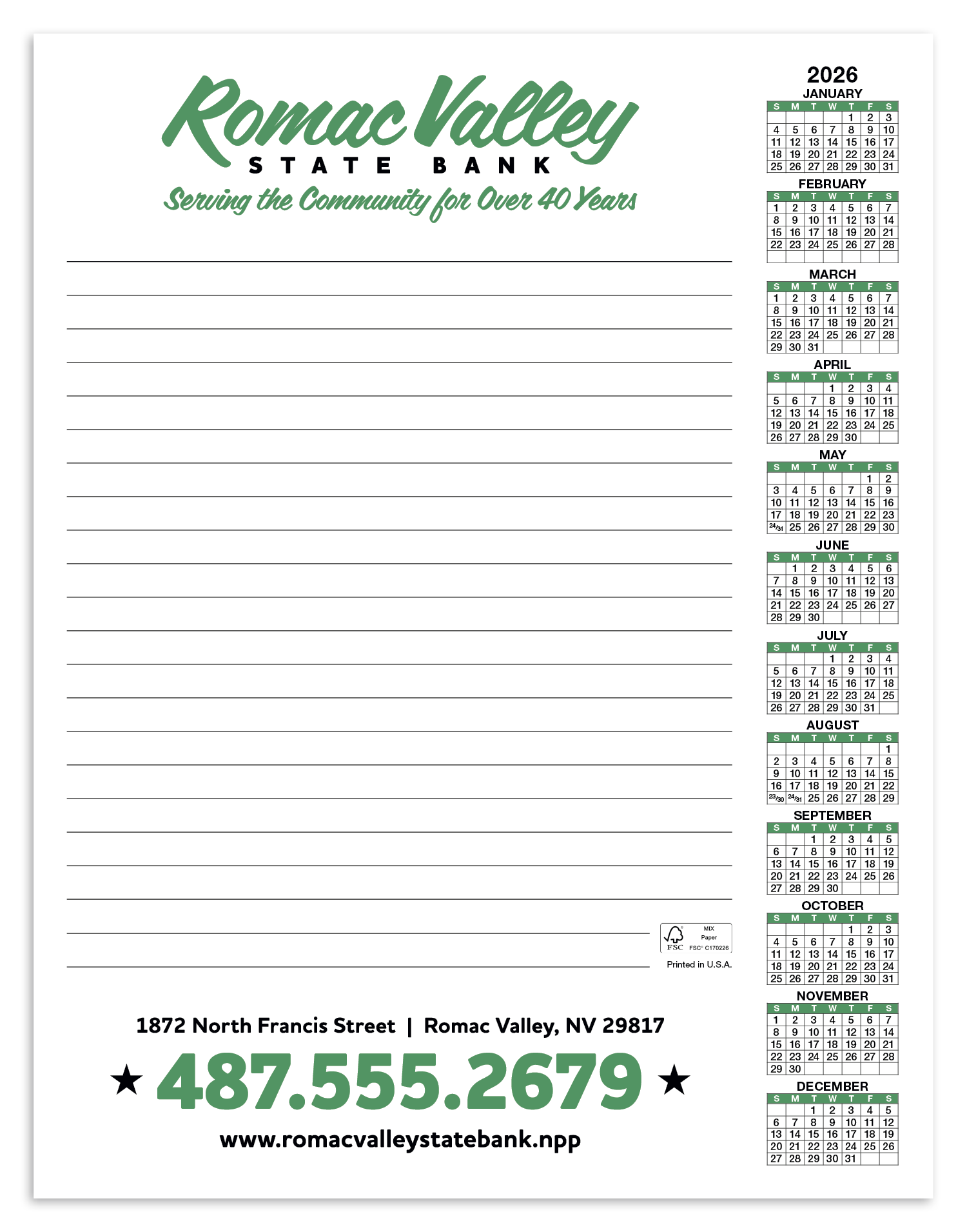 Skinner & Kennedy® Scratch Pad Calendar 21
