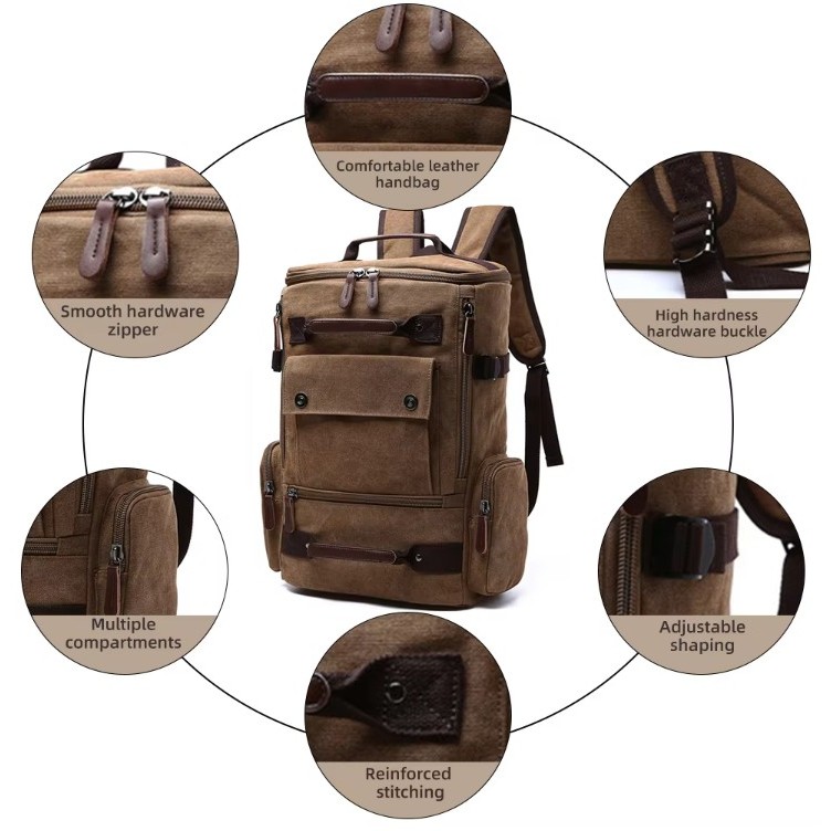 Vintage Canvas Laptop Backpack for Men 3